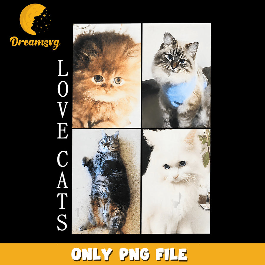 Love Cats Photo Collage Four Cats PNG, Cat Lover, Kitten PNG