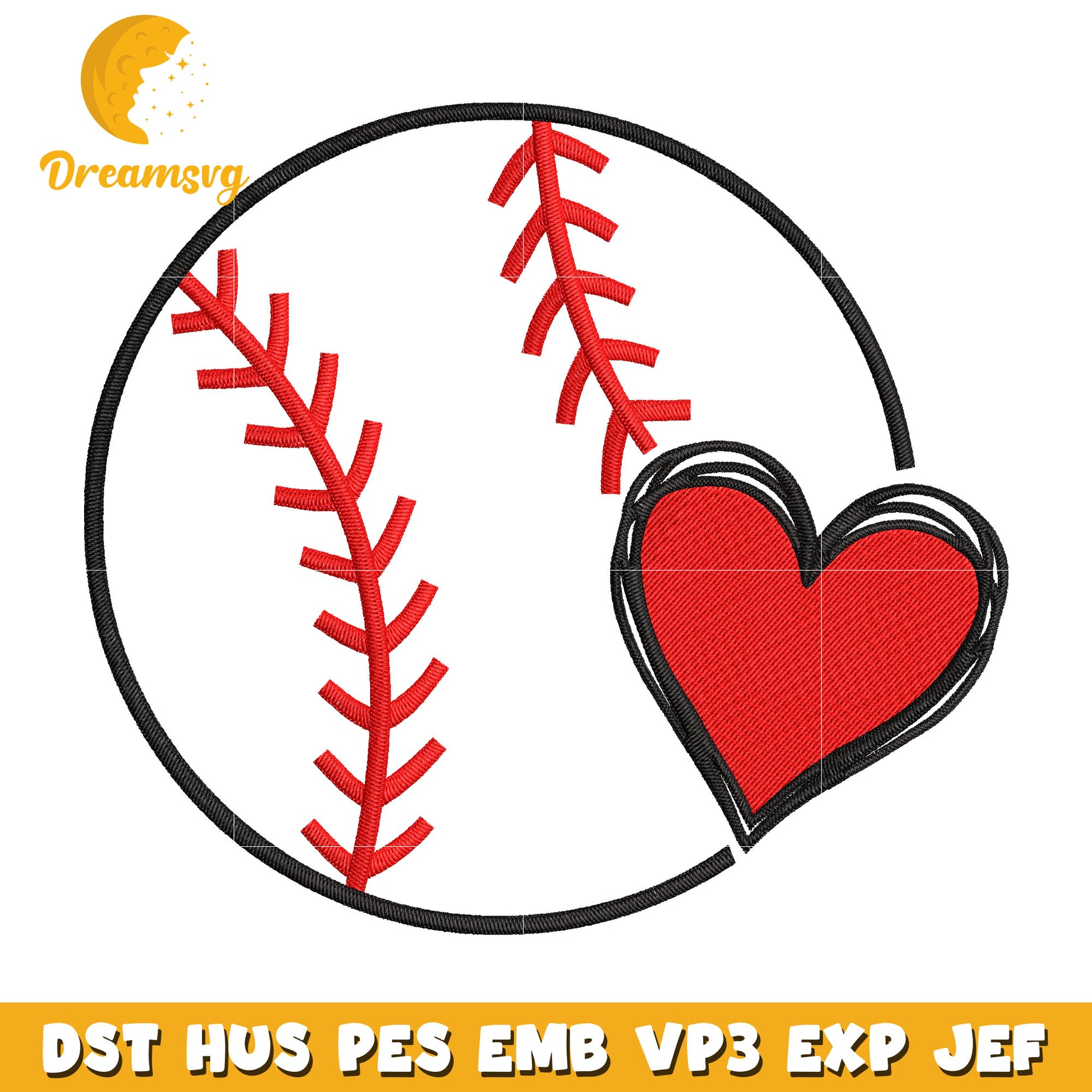 Baseball Heart embroidery design