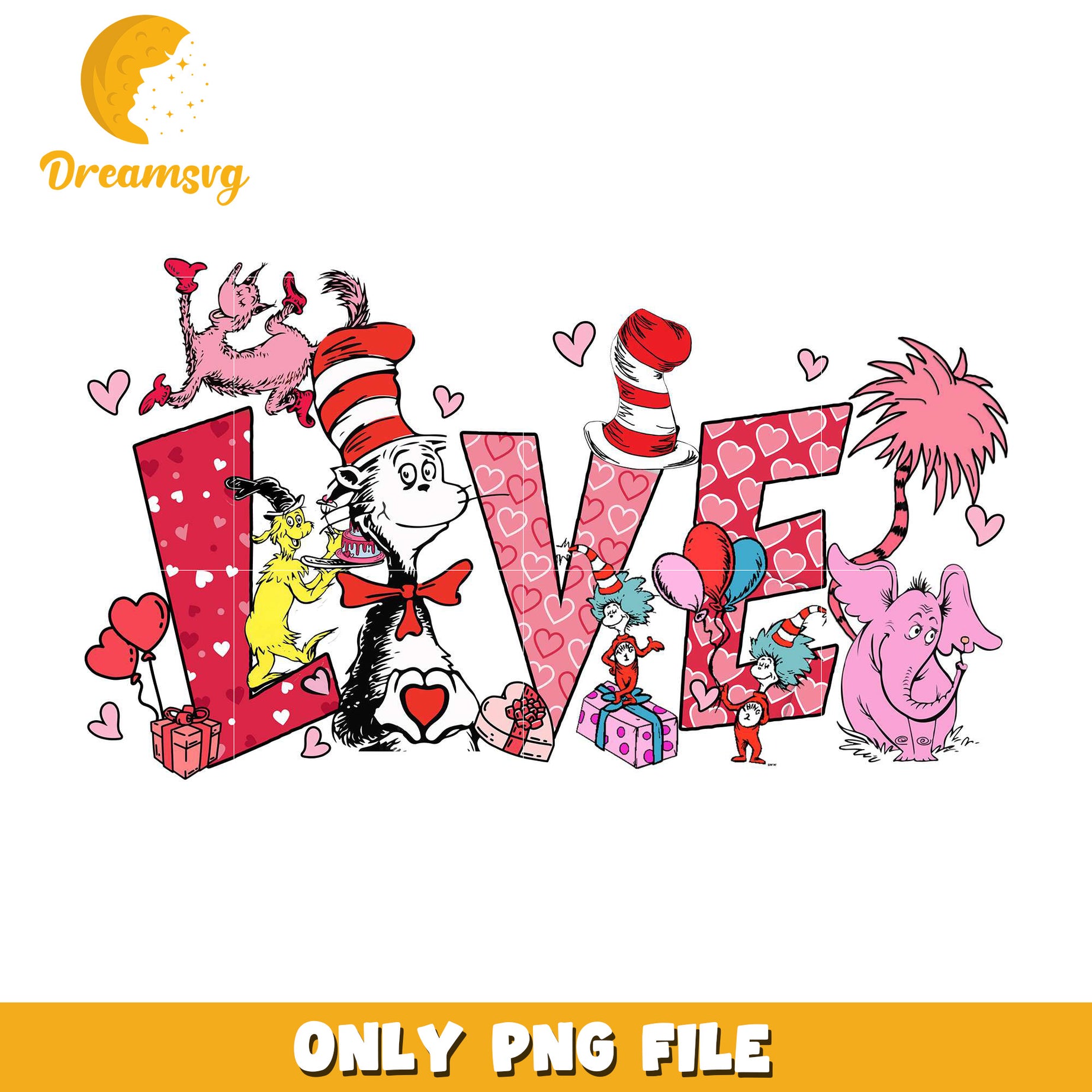 Love dr.seuss character valentine png, dr.seuss characters png