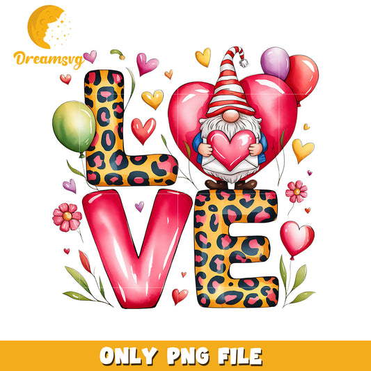 Love gnome and heart png, font design png, valentine png