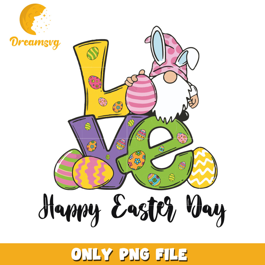 Love happy easter day font design png, happy easter day png
