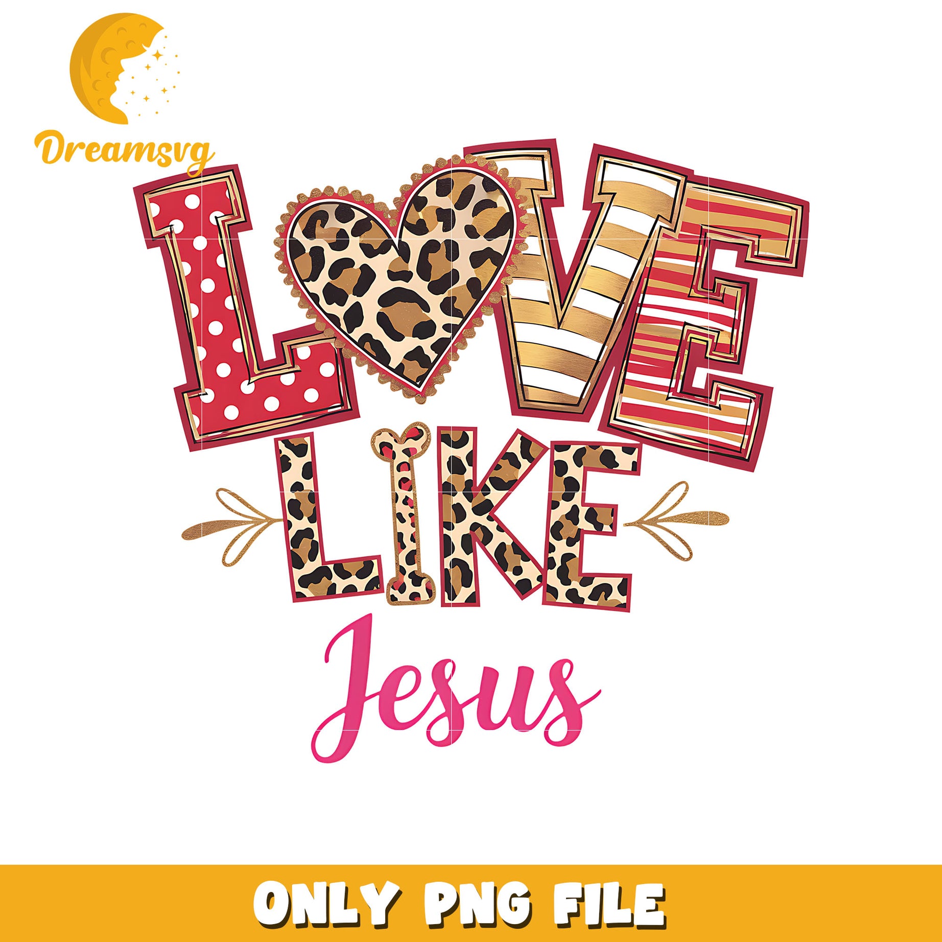 Love like jesus font design png, jesus png, valentine png