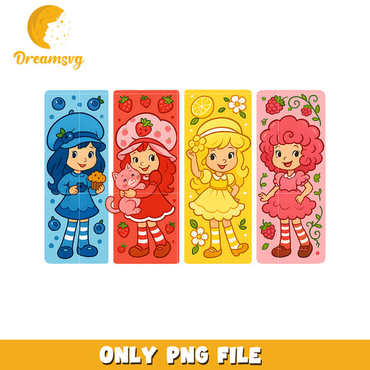 Lovely fruit characters png, shortcake strawberry png, strawberry shortcake characters png