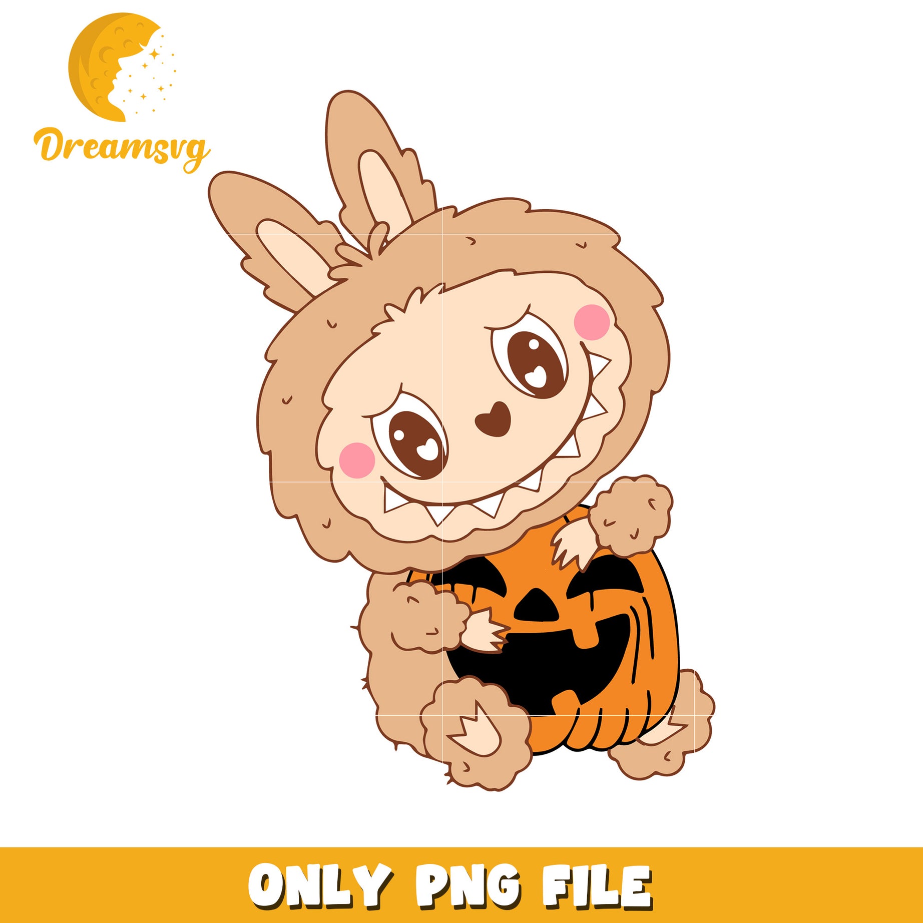 Lovely labubu design png, halloween labubu png, halloween pumpkin png