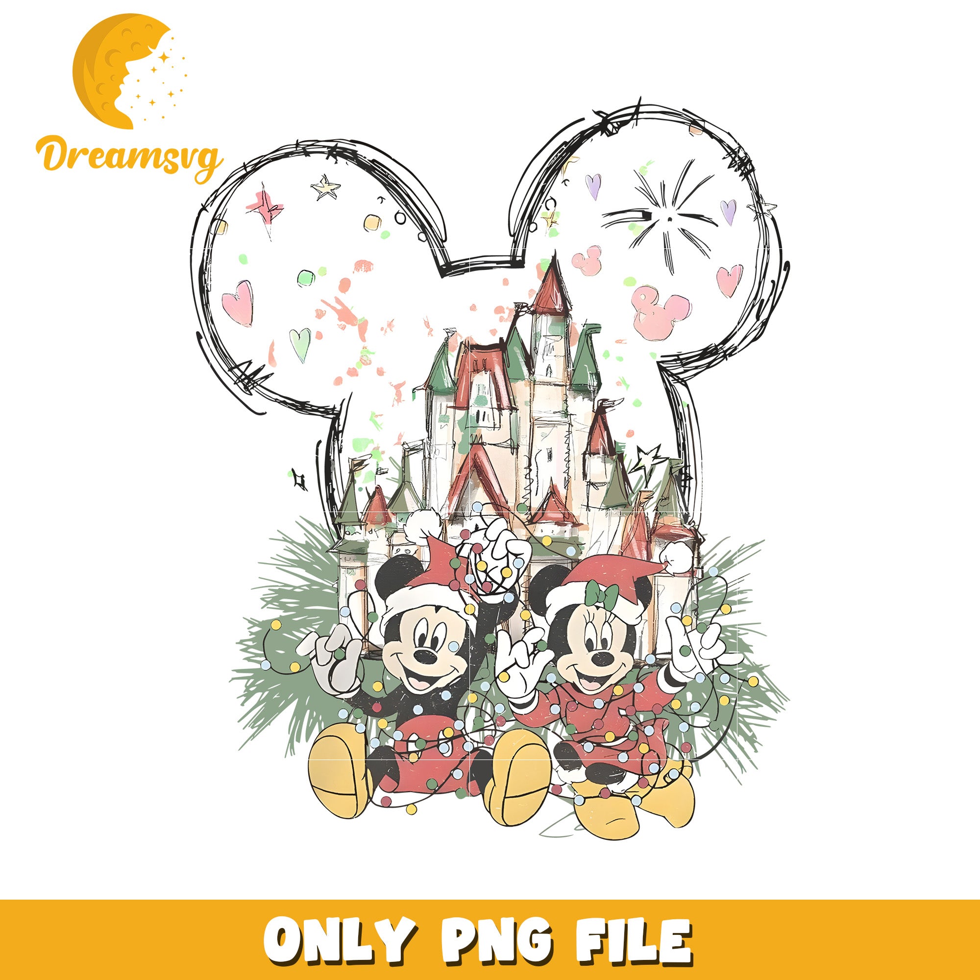 Lovely mickey and minnie png, christmas bell png, disney world png