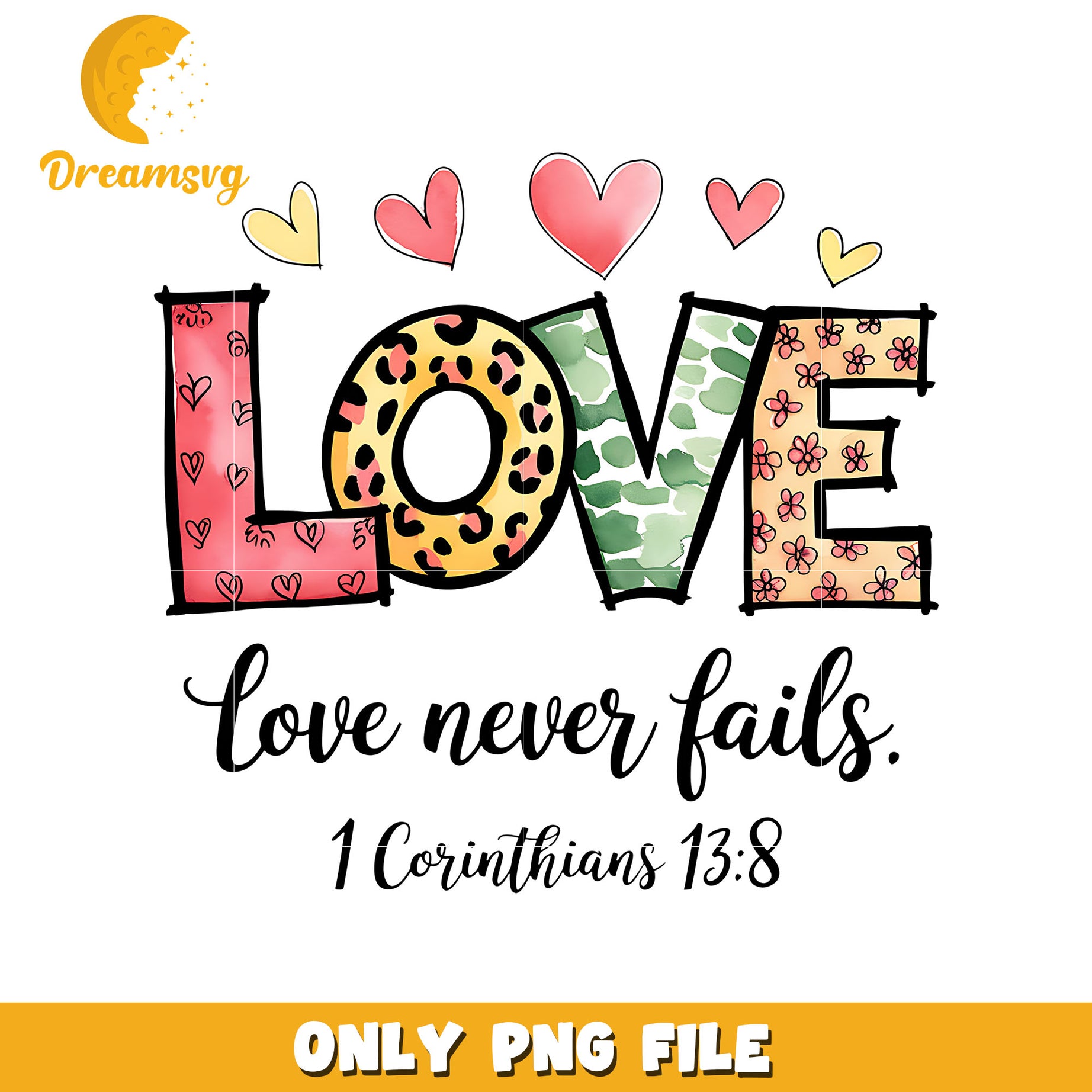 Love never fails valentine font png, love png, valentine png