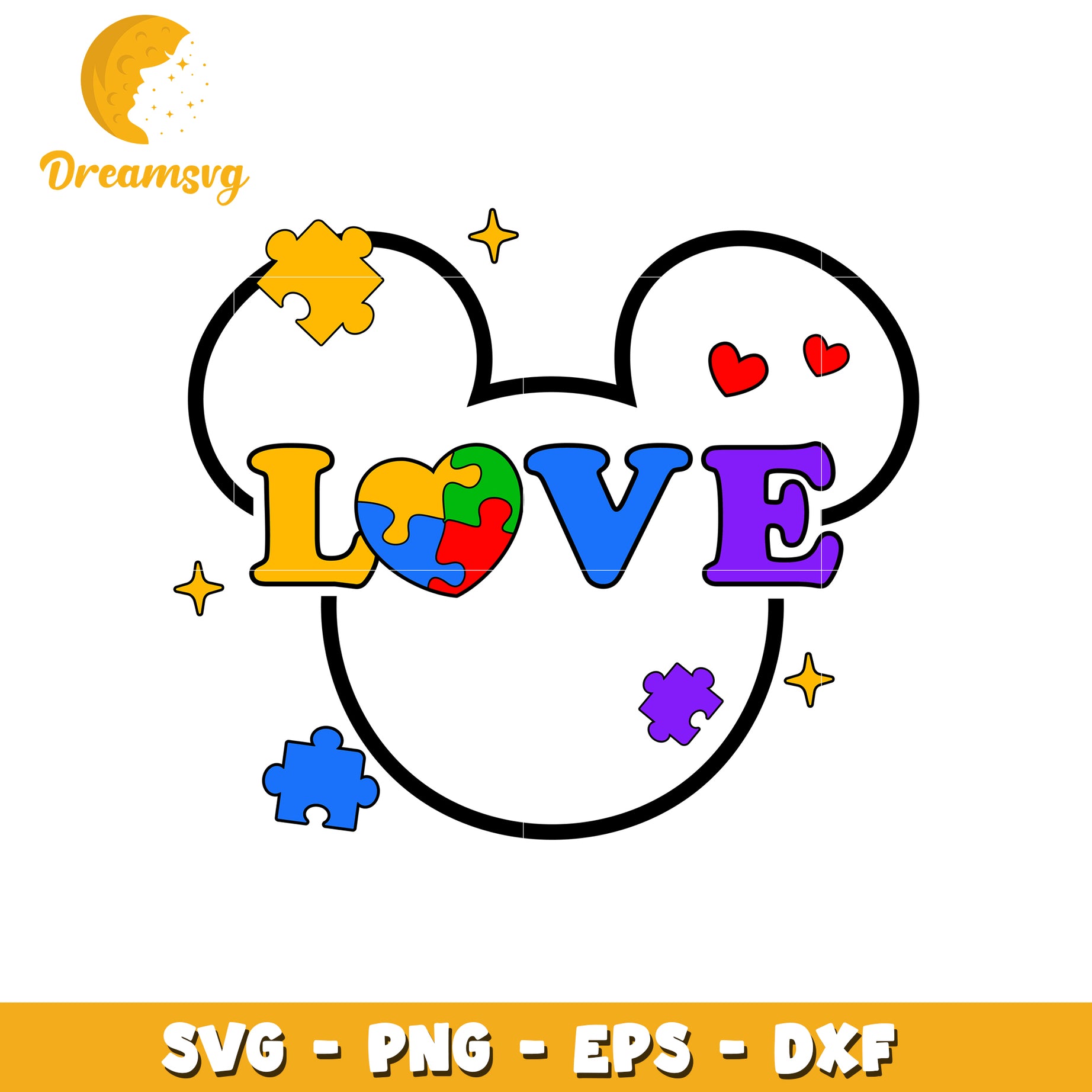 Love puzzle mickey head svg, mickey head svg, autism awareness svg