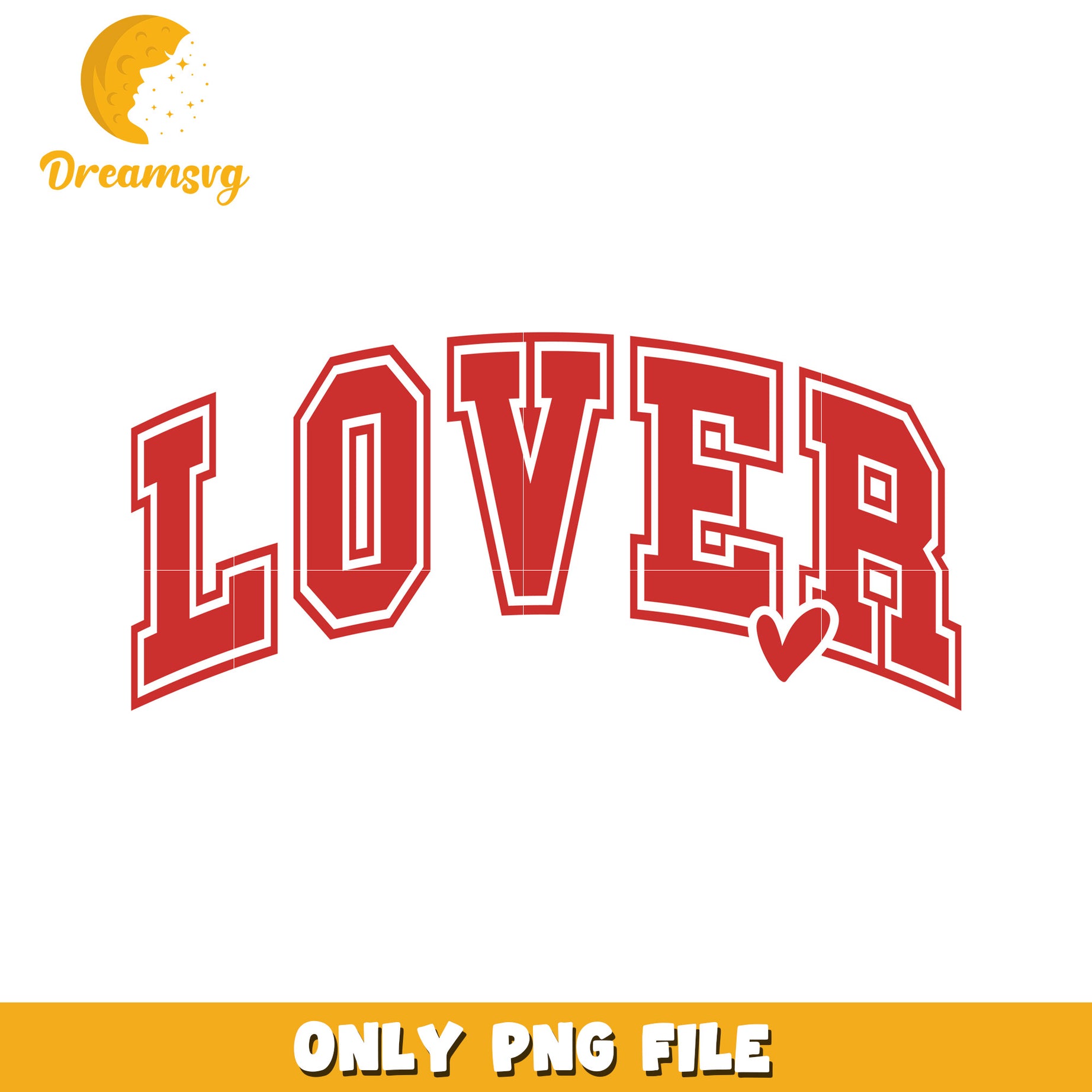 Lover PNG Design Red Varsity Font