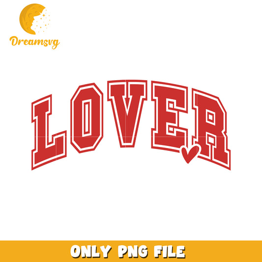 Lover PNG Design Red Varsity Font