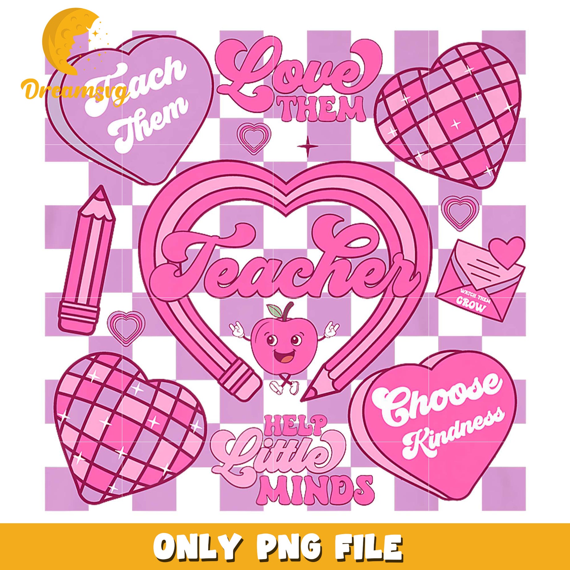 Love them teacher heart png, valentines day png, pink school png