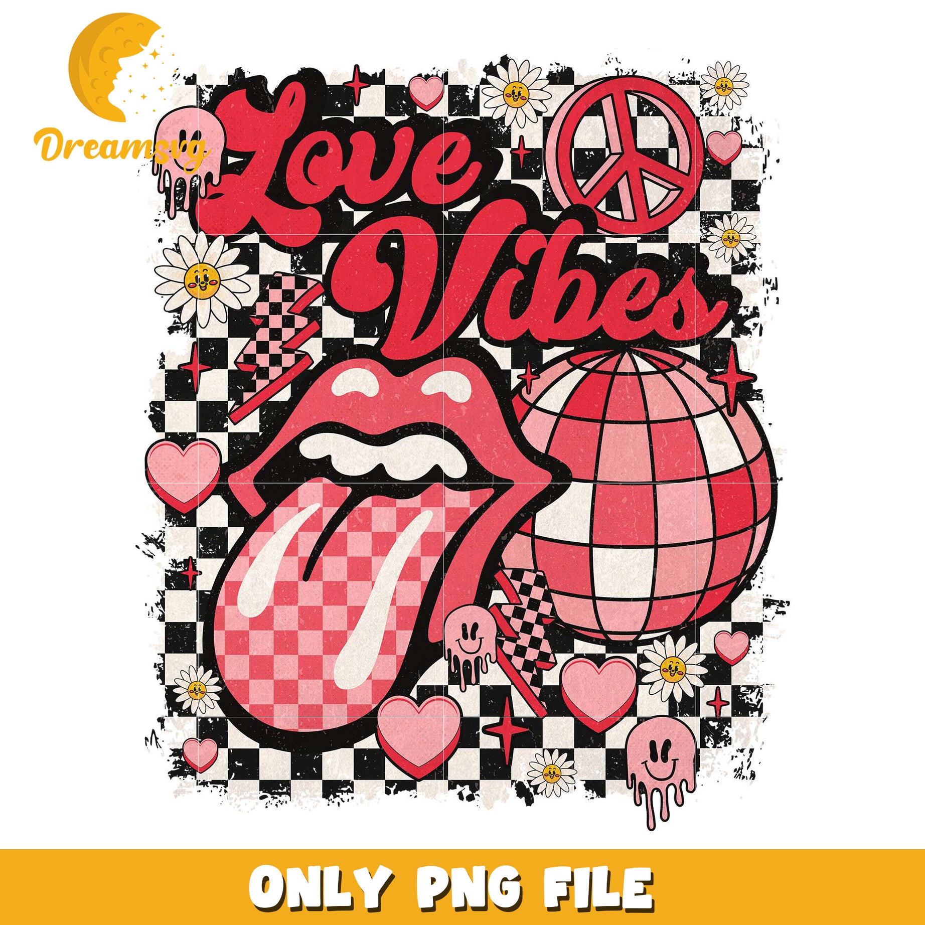 Love vibes touge lips valentine png, Love vibes png, lips design png