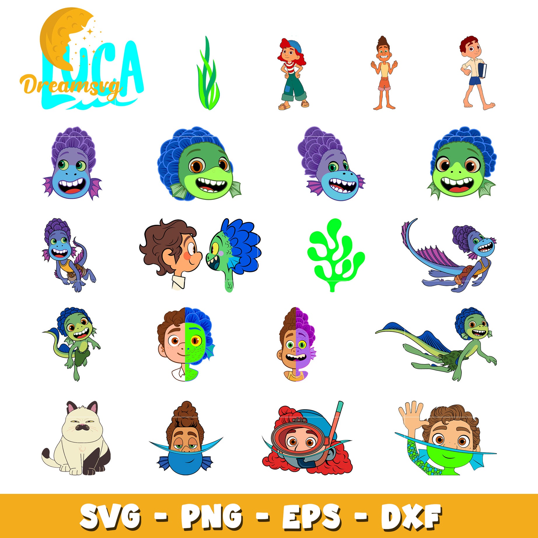 Disney luca cartoon bundle svg, luca disney characters​ svg