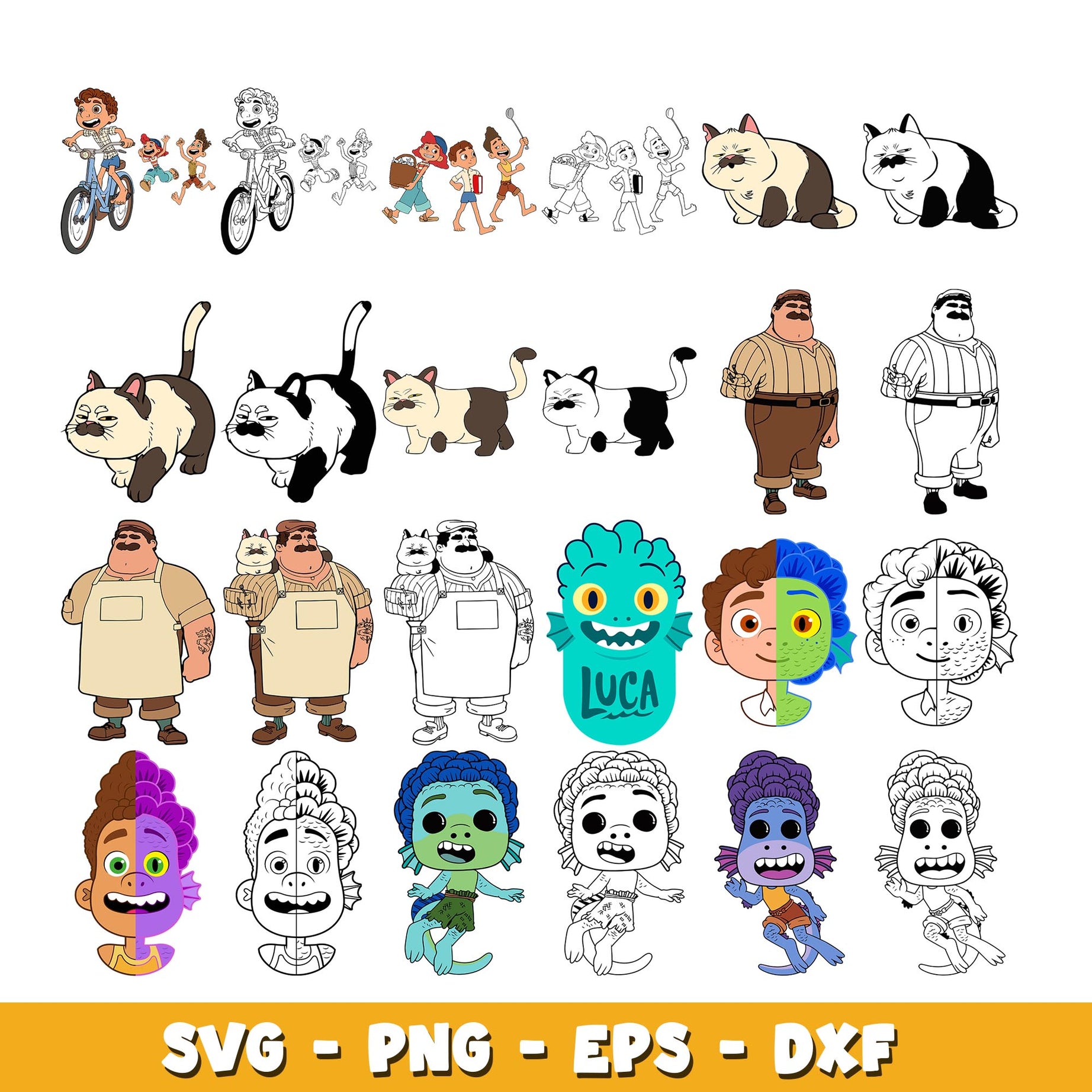 Luca and friends svg, Disney Pixar's Luca bundle svg, cartoon svg 