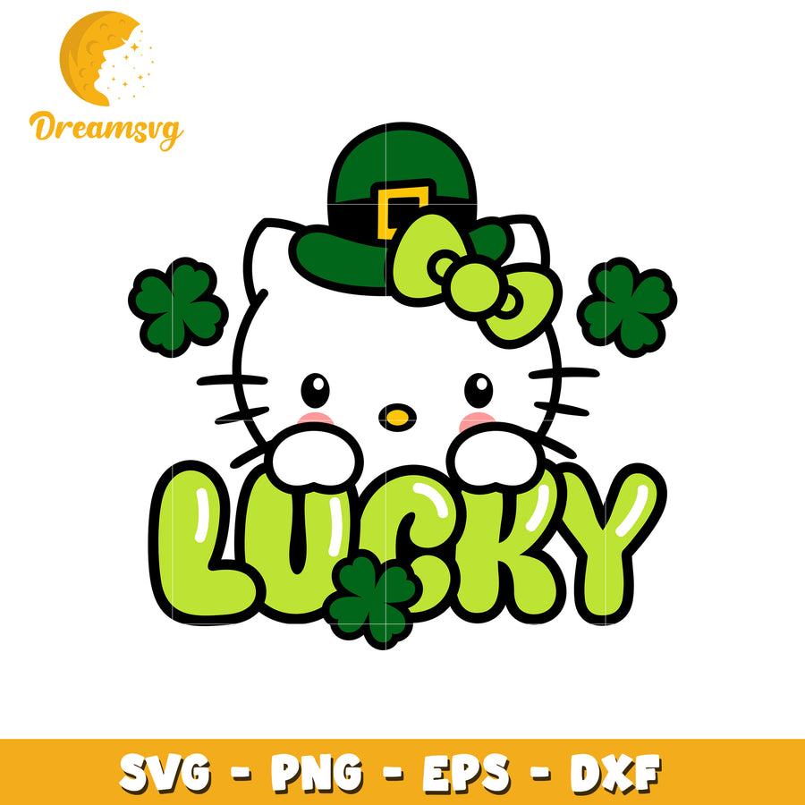 Lucky Hello Kitty St Patricks SVG