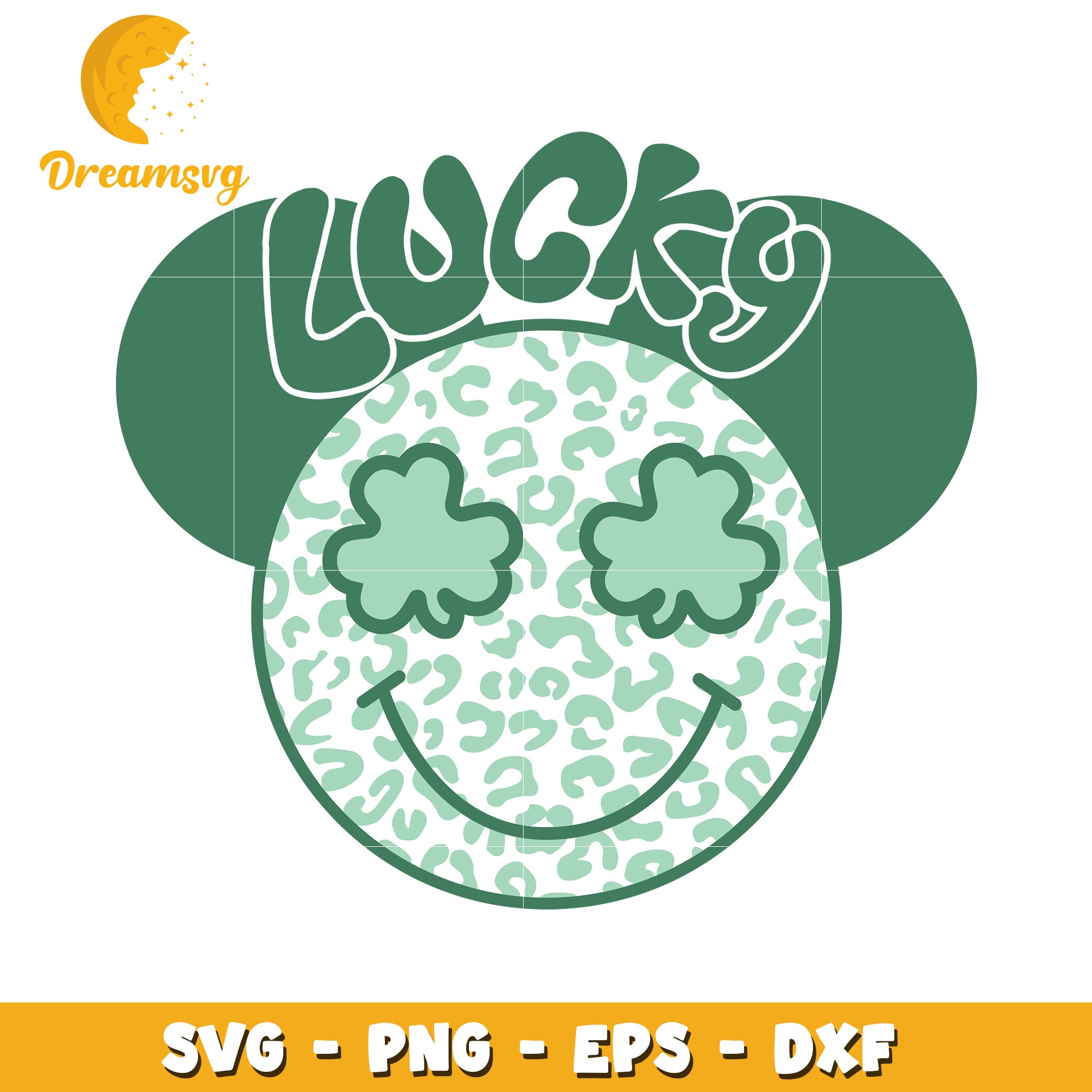 Lucky Leopard Smiley Face SVG PNG EPS DXF