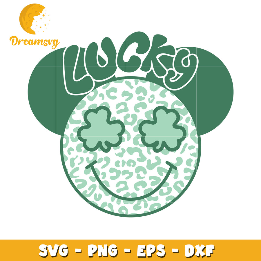 Lucky Leopard Smiley Face SVG PNG EPS DXF