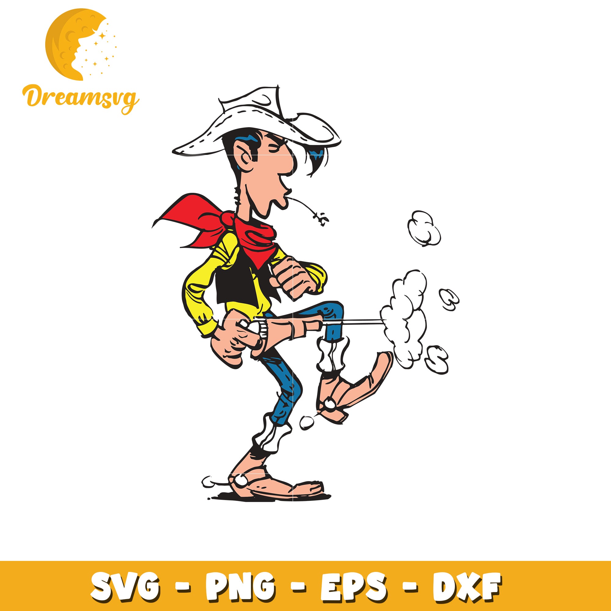 Lucky Luke SVG Cut File Cowboy PNG