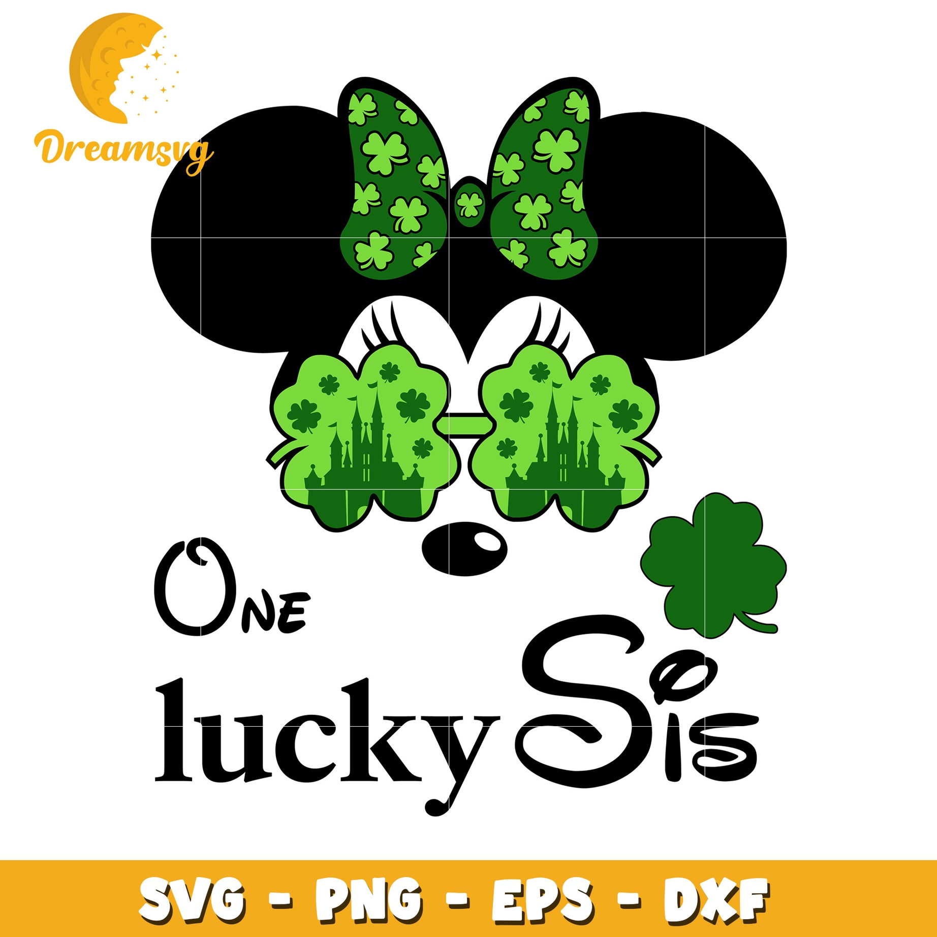 Lucky Sis SVG Design with Shamrocks and Minnie Mouse Theme