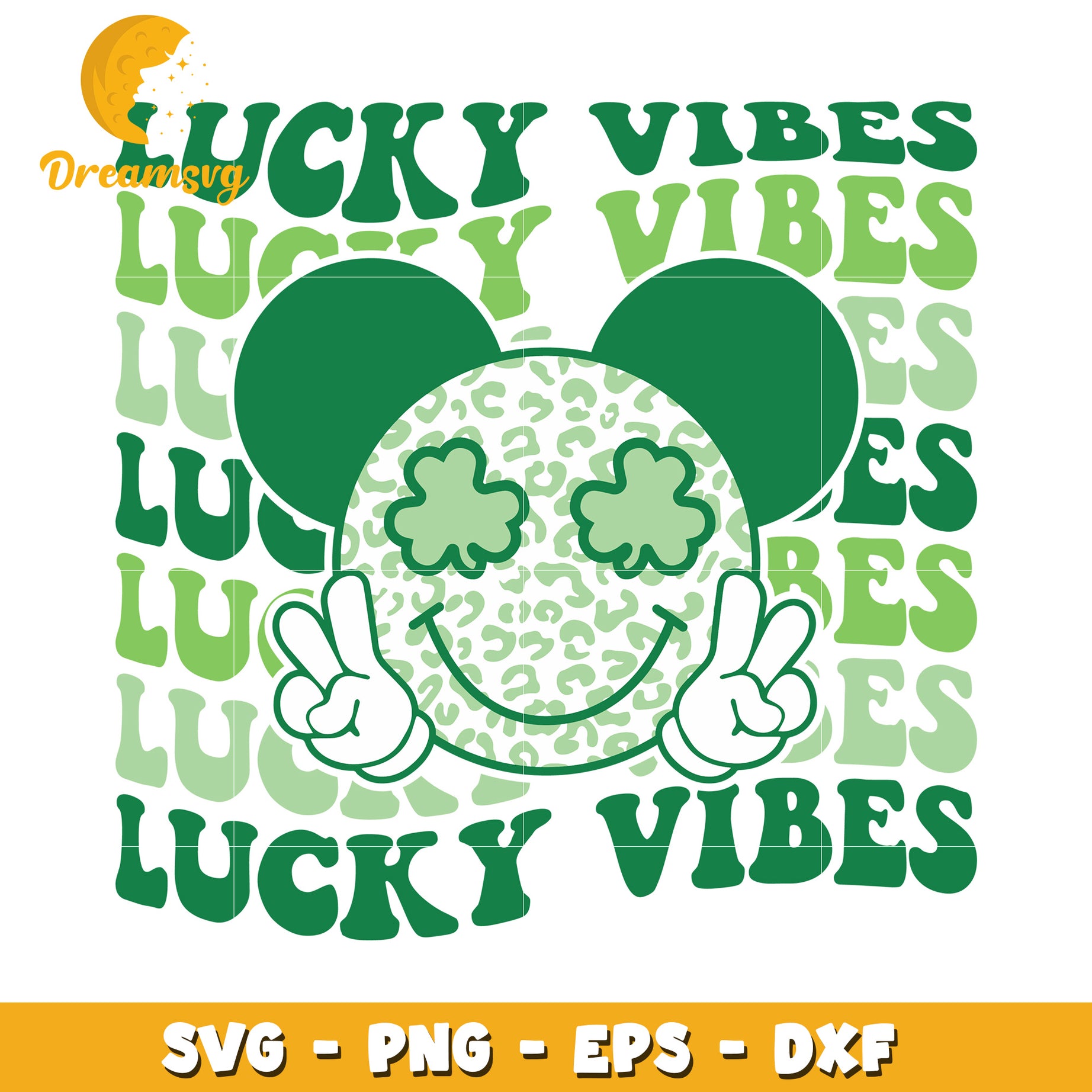 Lucky Vibes SVG Cut File Shamrock Mickey