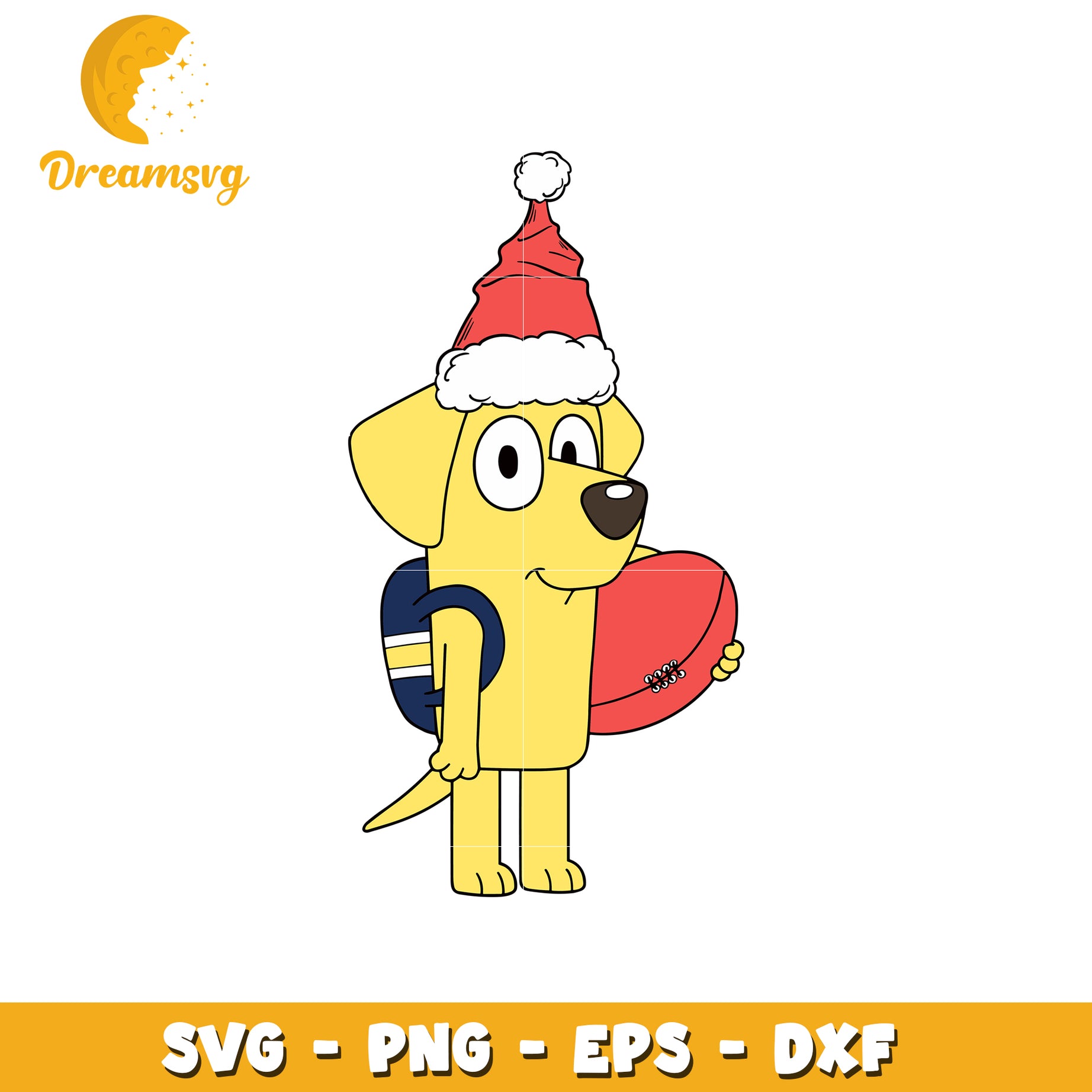 Lucky and rugby ball svg, christmas svg, bluey characters svg