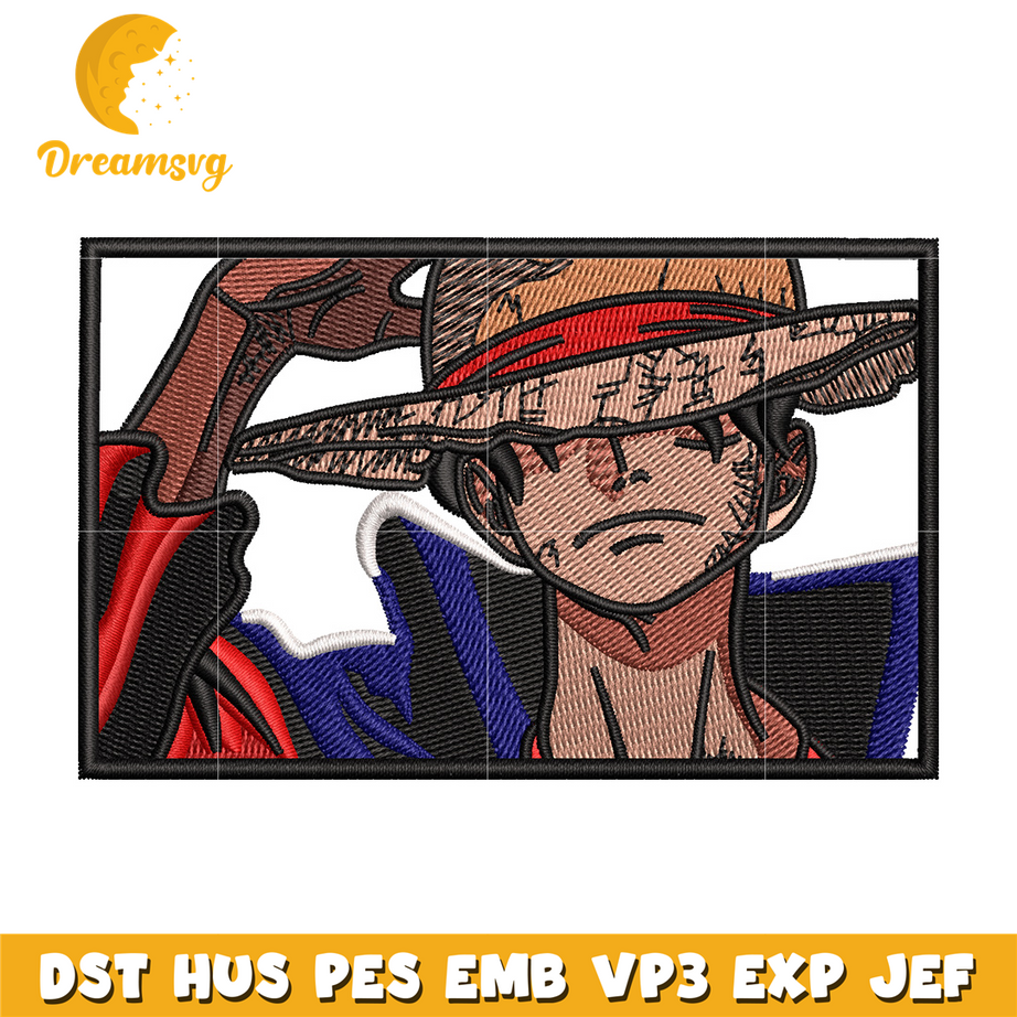 Luffy cool box embroidery design