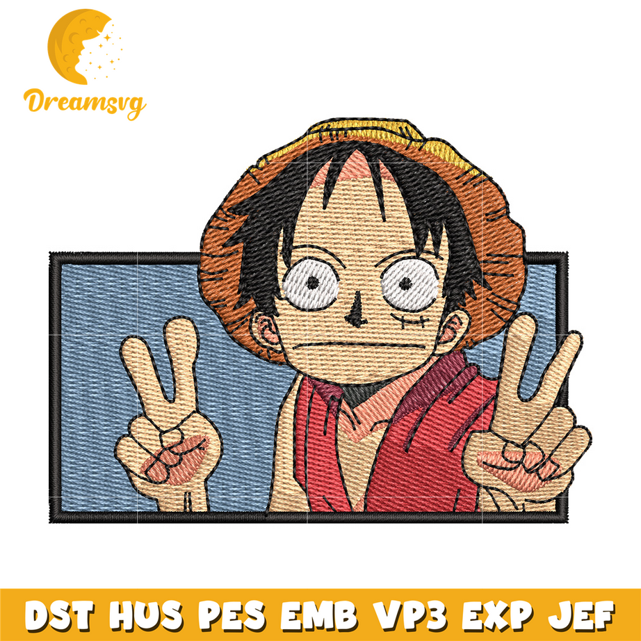 Luffy funny embroidery design