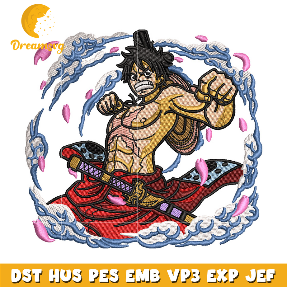 Luffy wano embroidery design