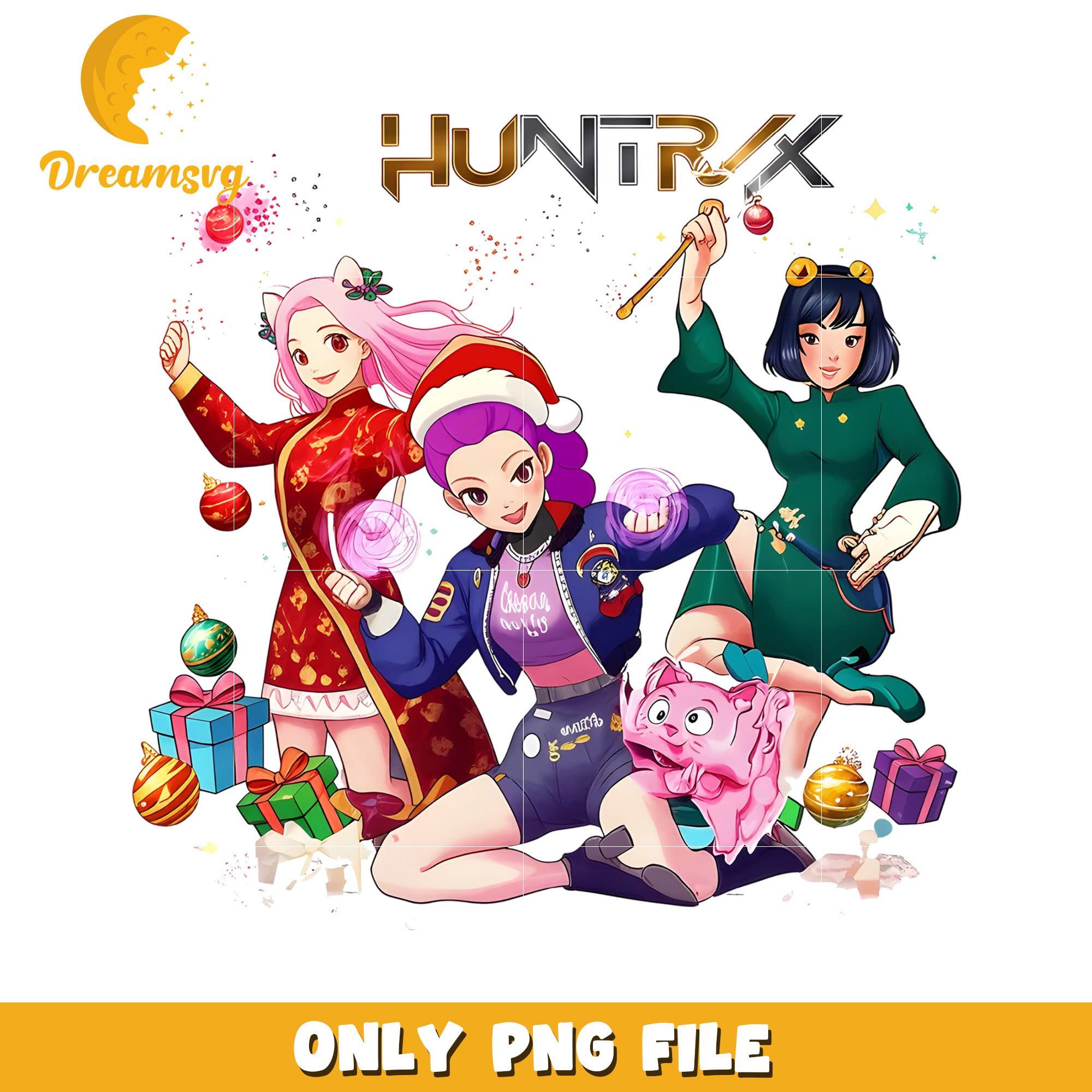Lunar new year huntrix png, kpop huntrix png, white christmas png