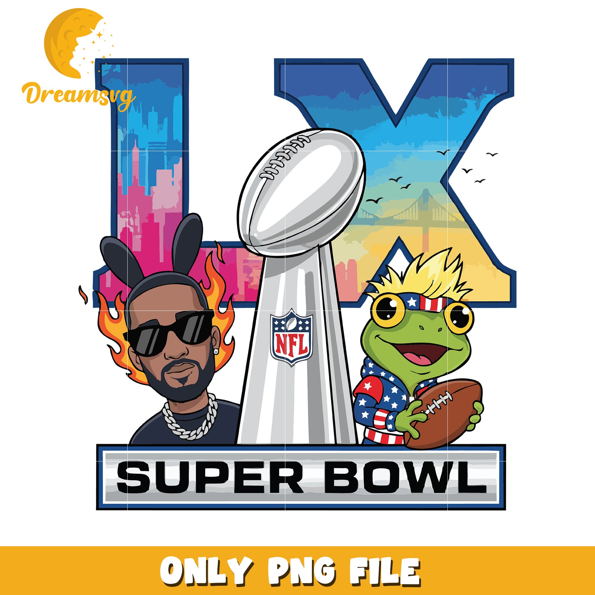 Lx super bowl png, football mascot png, halftime show png