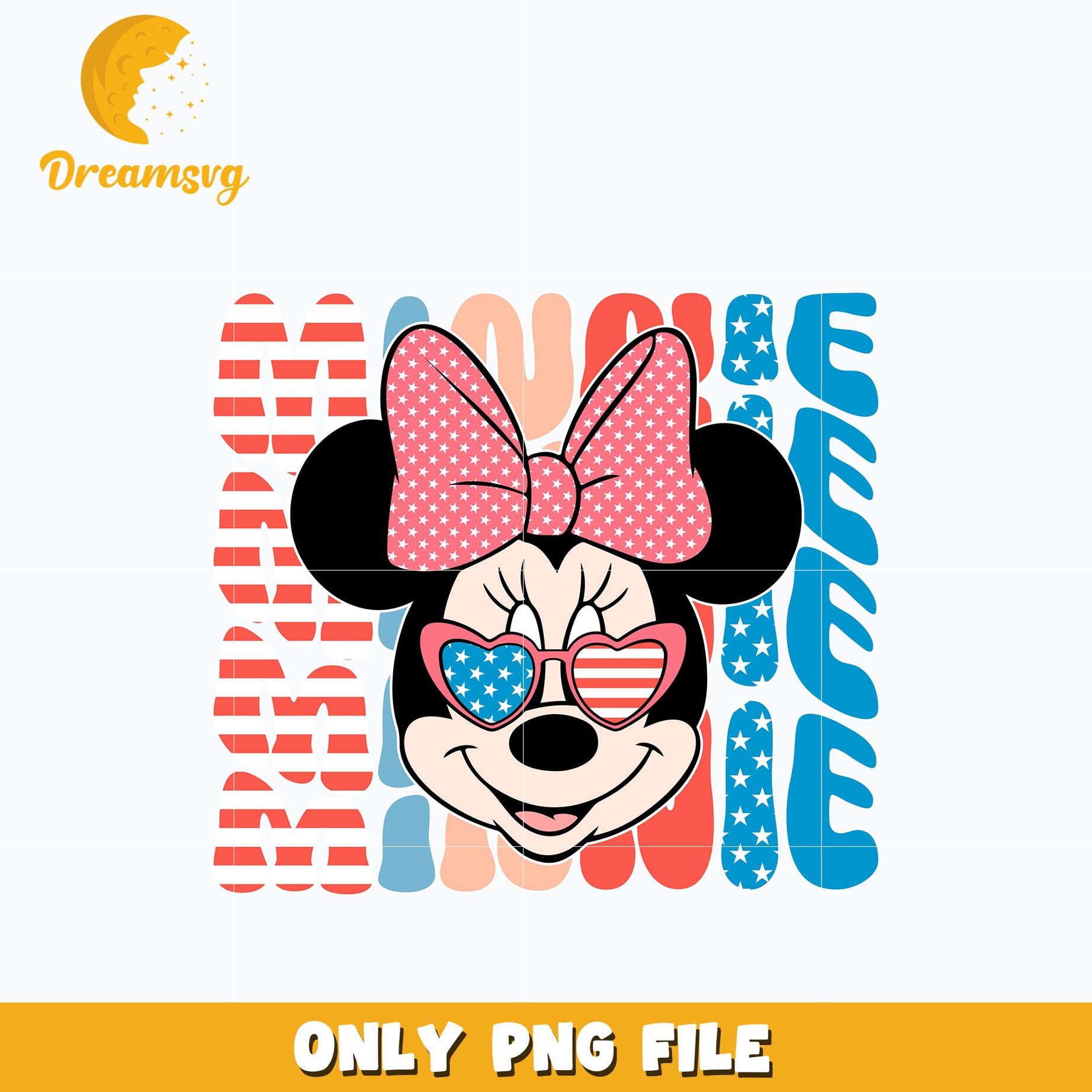 Minnie Mouse head Png, 4th of July Png