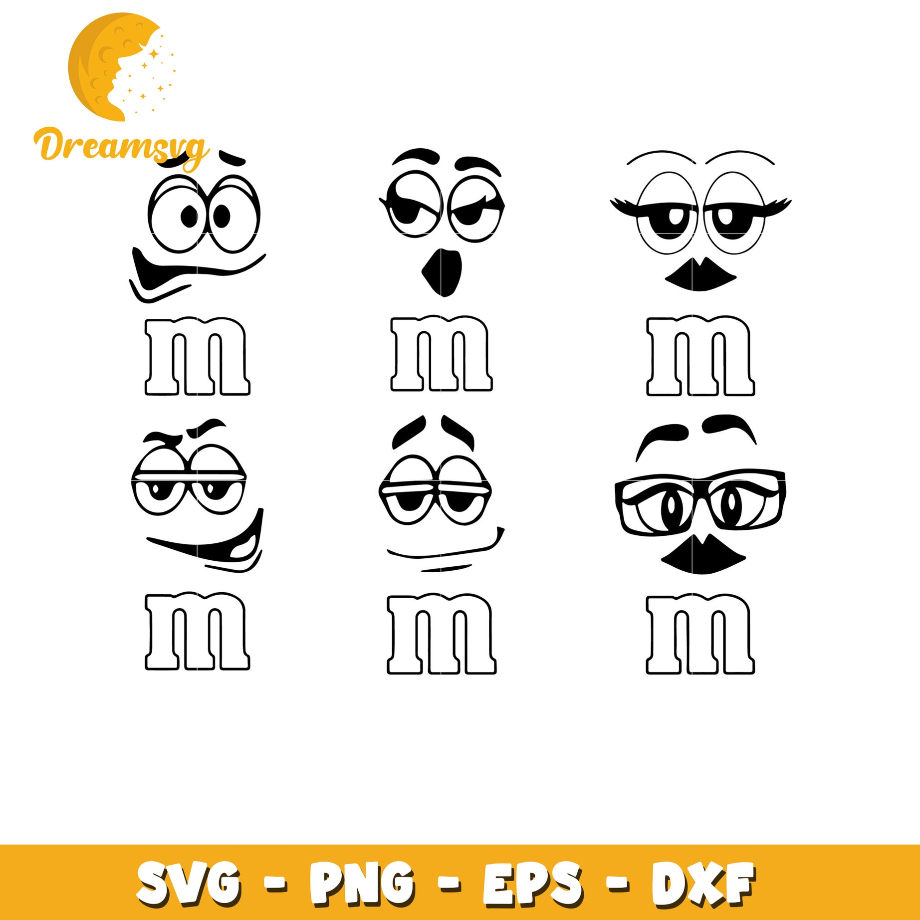 Faces Gestures Mimic Printing bundle svg, M & M emotion svg