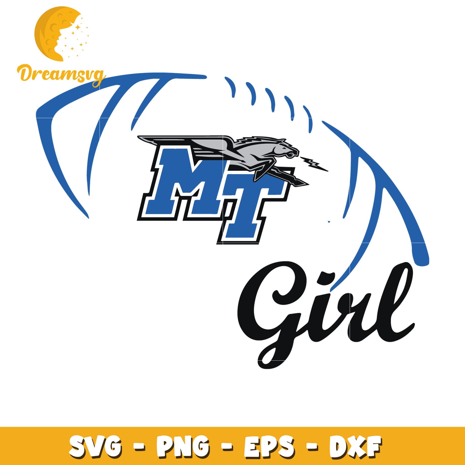 MT Girl Football SVG PNG EPS DXF Cut File