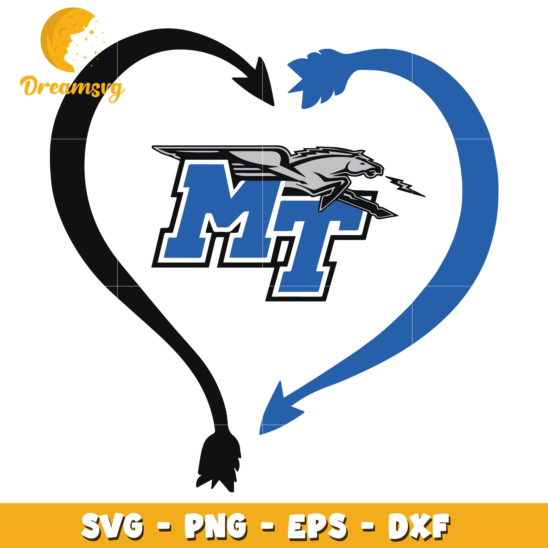 MT Mustangs Heart SVG PNG EPS DXF