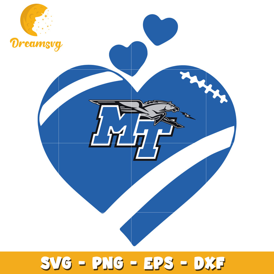 MT Pegasus Heart Football SVG Cut File