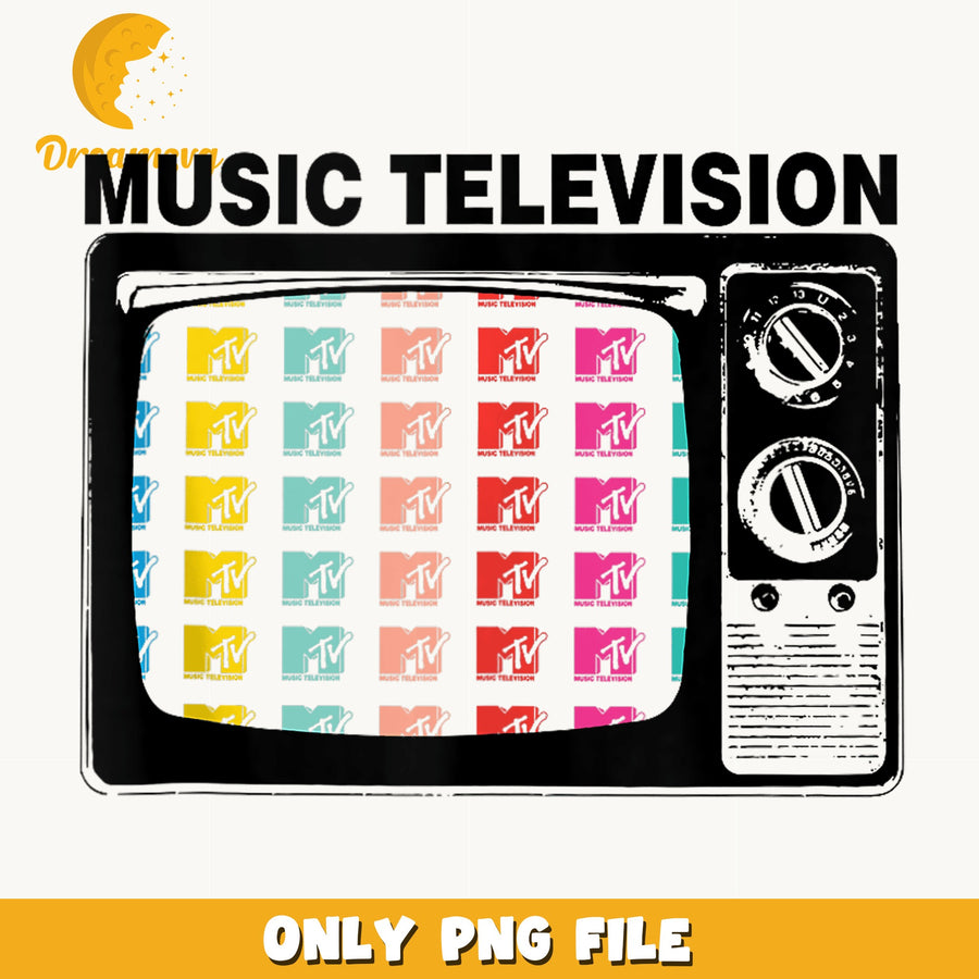 MTV Music Television Colorful Logo PNG, Retro TV Design, 80s PNG