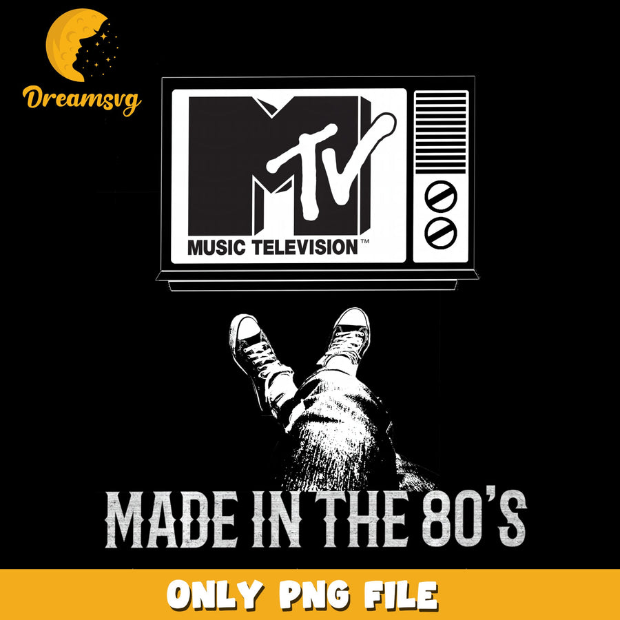 MTV Music Television Made In The 80s PNG, Retro TV Design, Vintage PNG