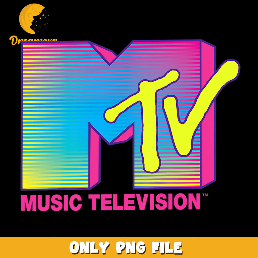 MTV Music Television Neon Logo PNG, Retro 80s Music, Vintage PNG