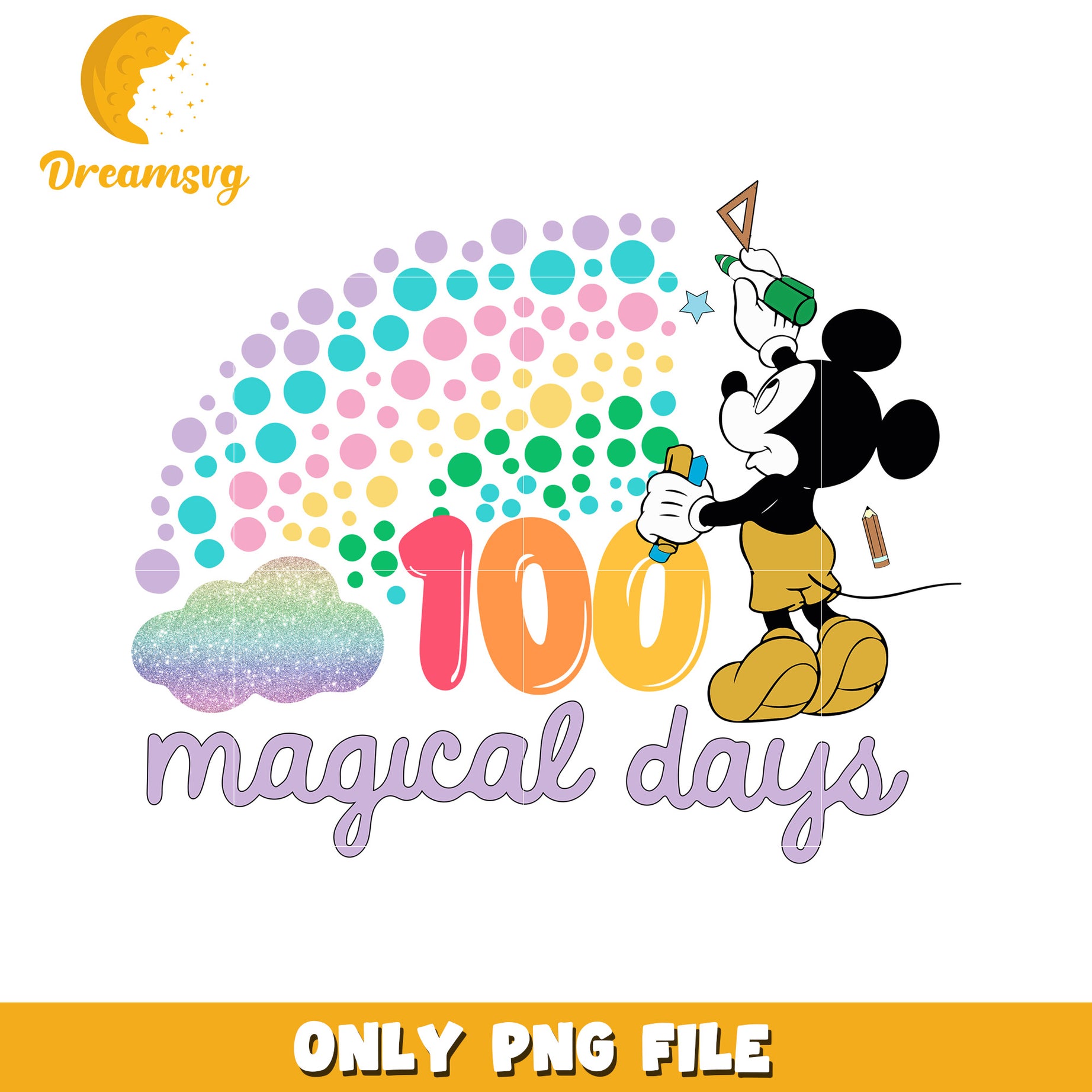 Magical 100 Days Mickey Mouse PNG Graphic Design File