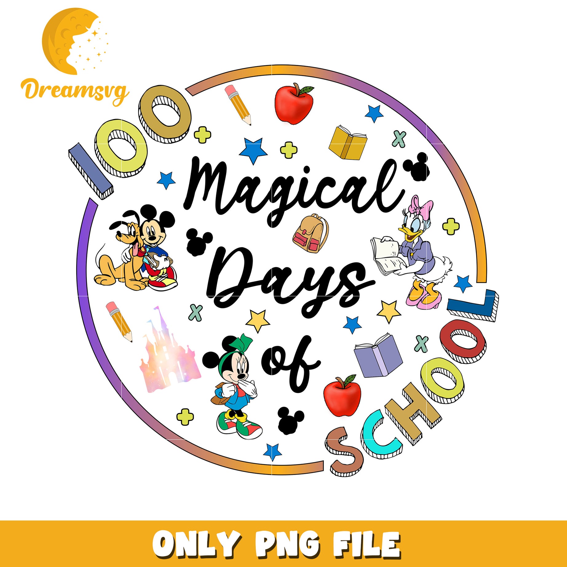 Magical Days of School 100 Days Celebration PNG Clipart