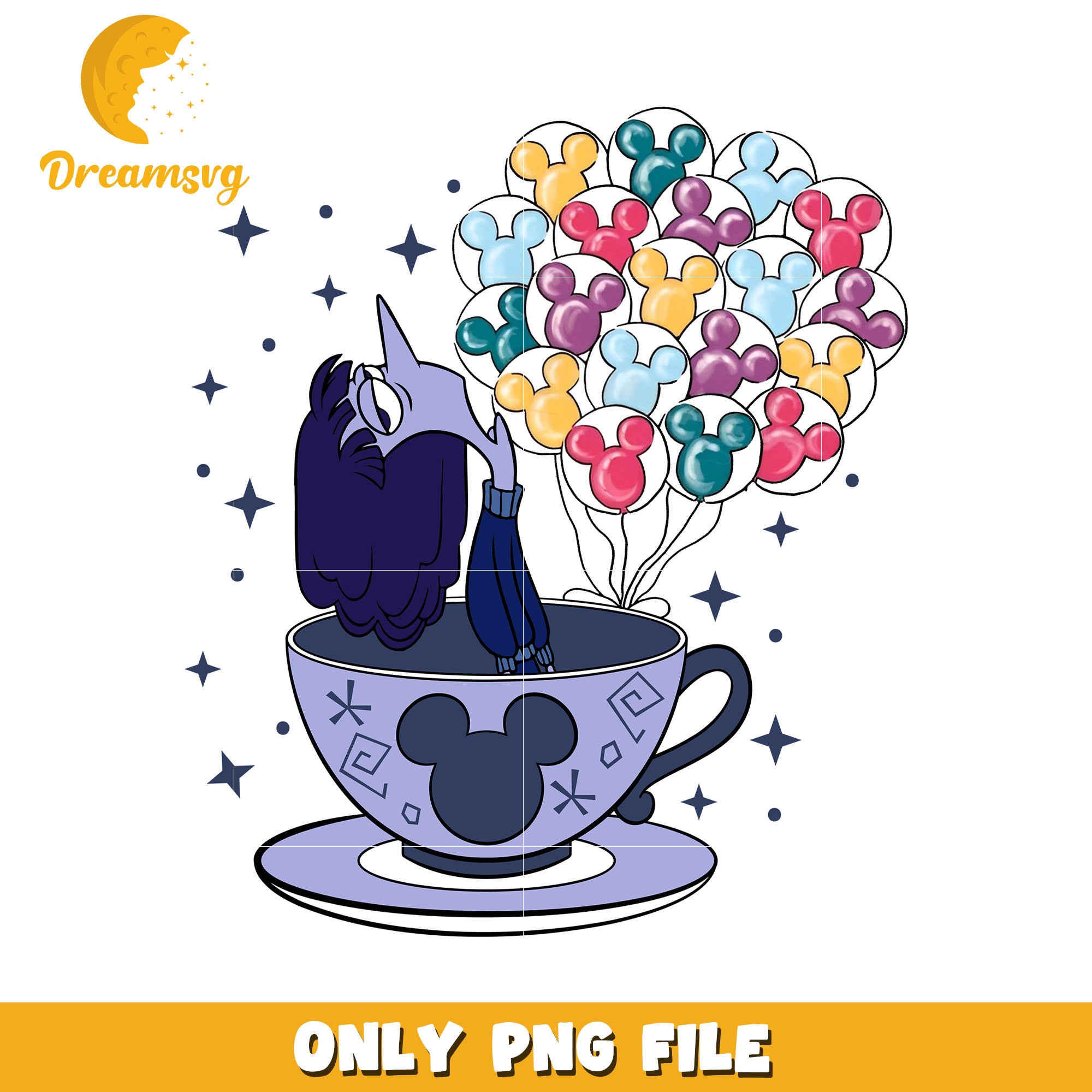 Magical Disney Cup With Colorful Balloon Design PNG