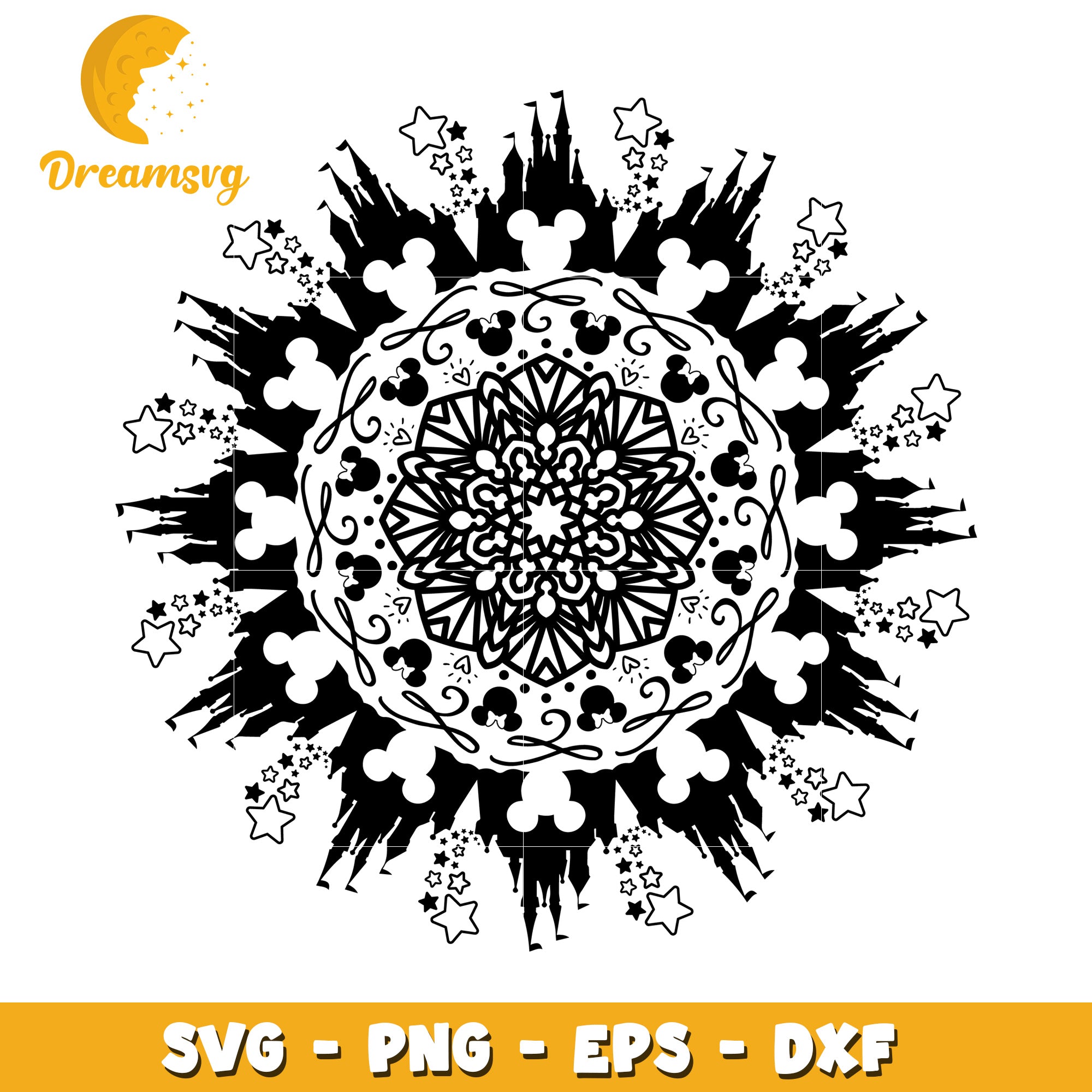 Magical Mickey Mouse Mandala Design in SVG Format for Crafts