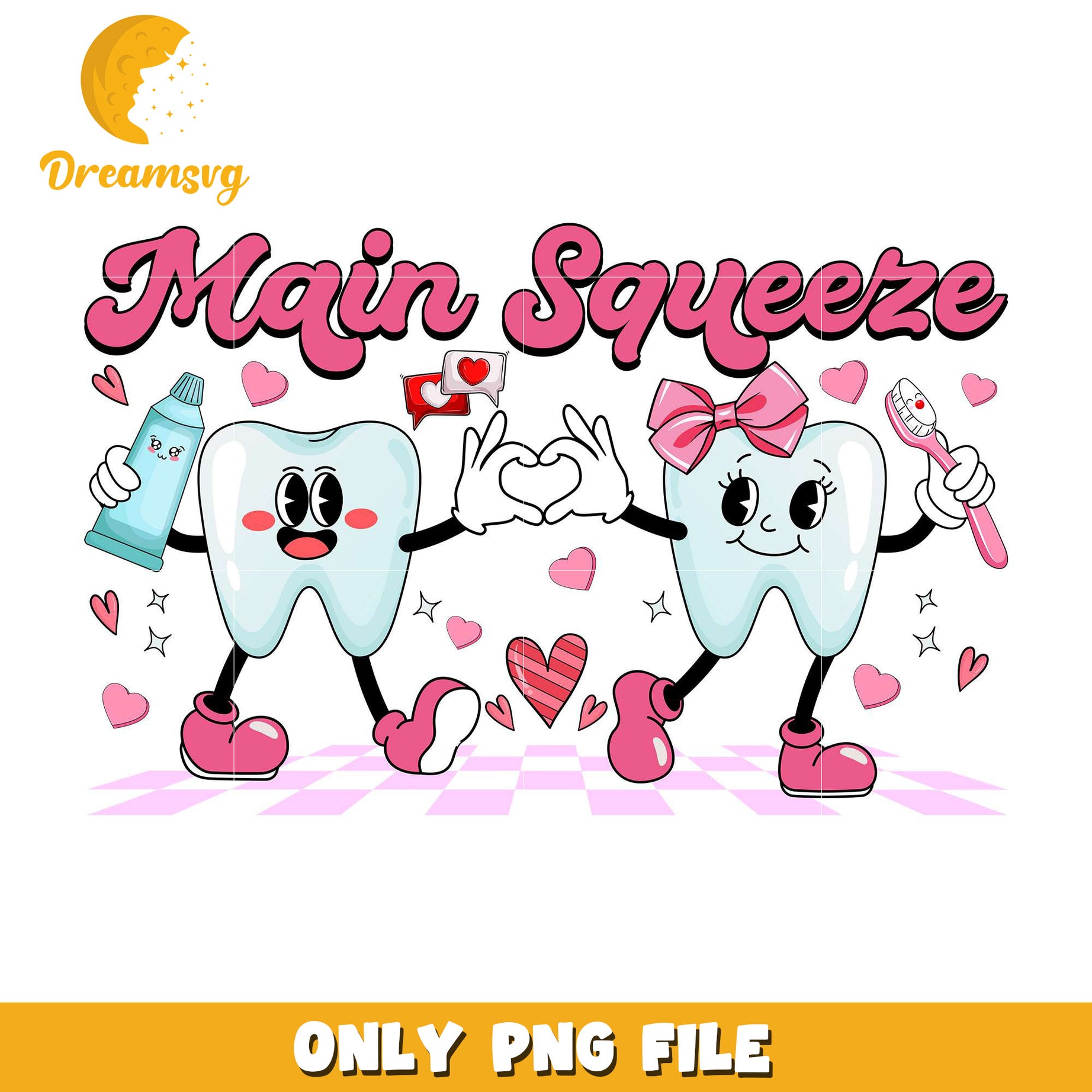 Main squeera tooth dental Valentine png, happy valentine day png