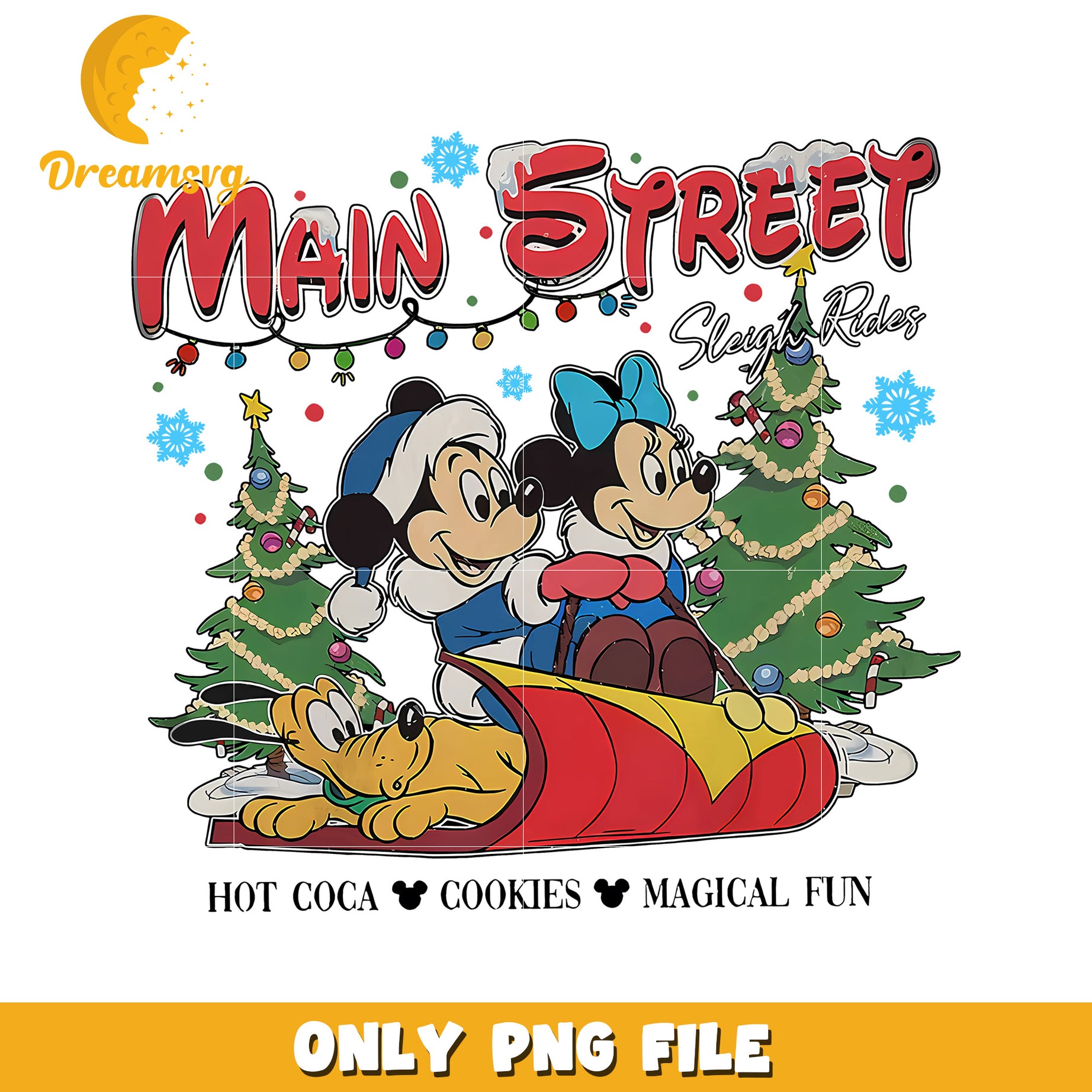 Main street christmas png, christmas white png, disney movies png