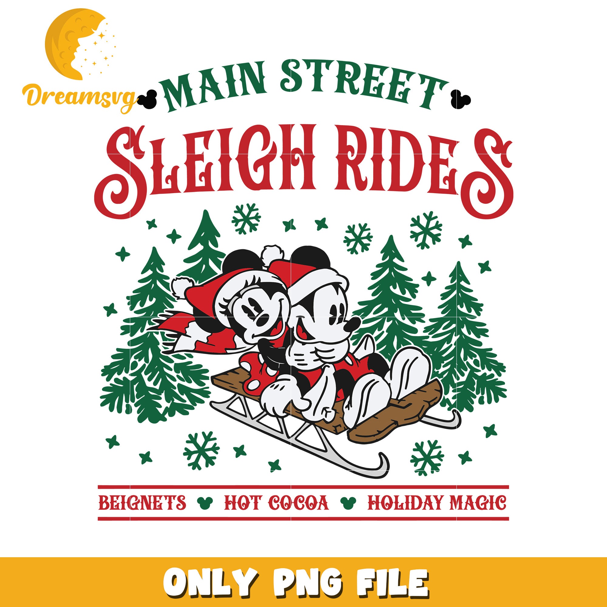 Main street sleighh rides png, christmas png, disney characters png