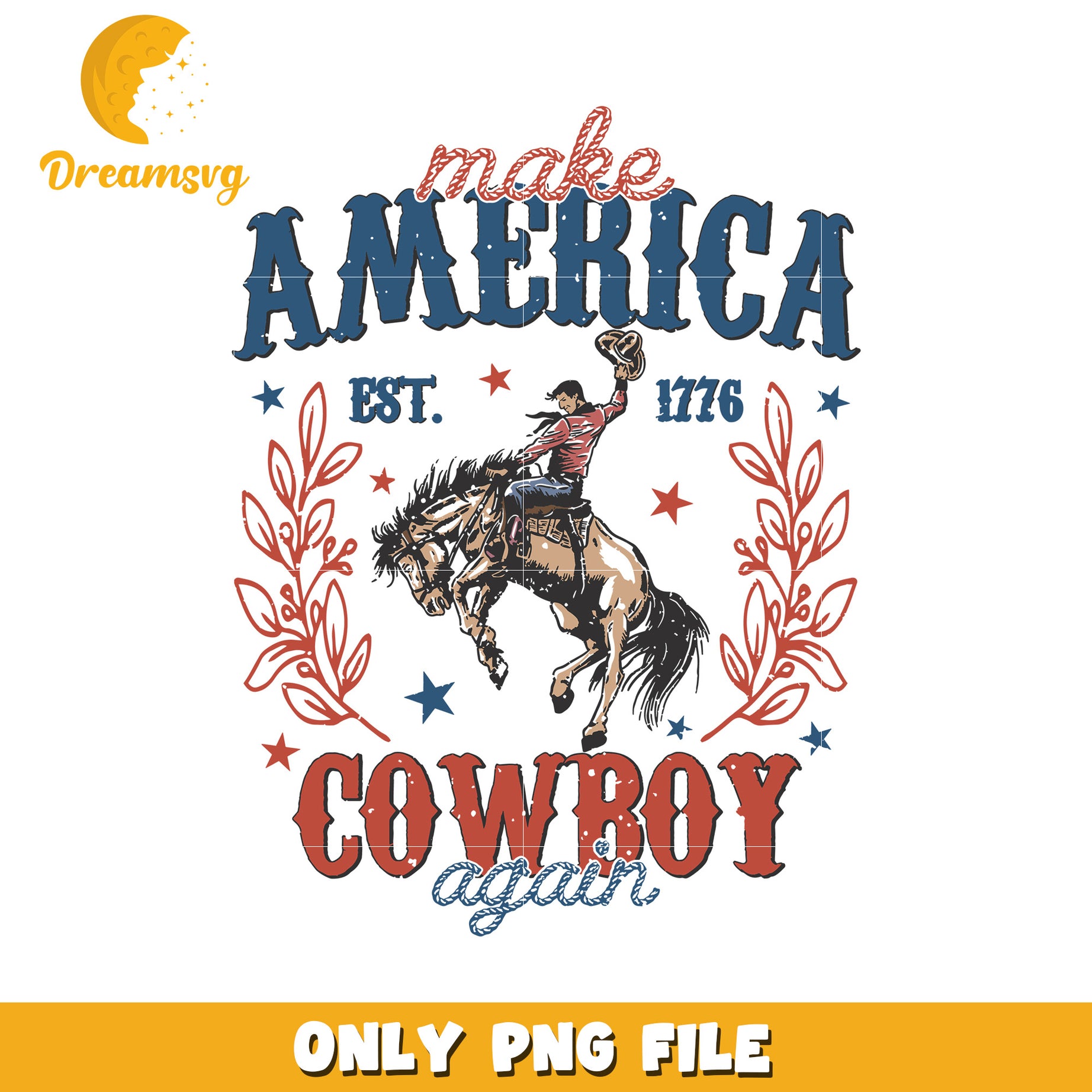 Make american cowboy again png, patriotic cowboy png, usa pride png