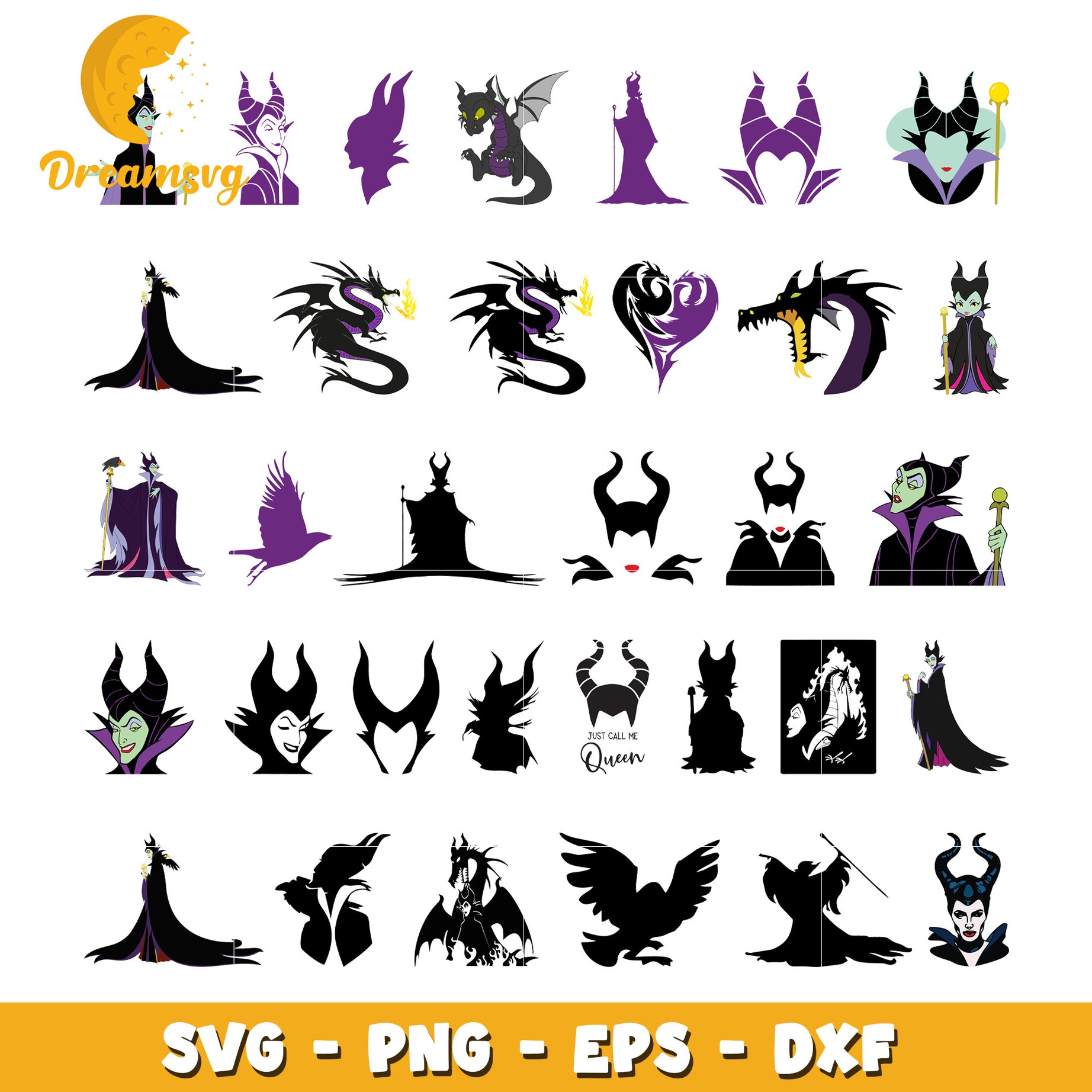 Mafalda cartoon character bundle svg, disney maleficent​ svg