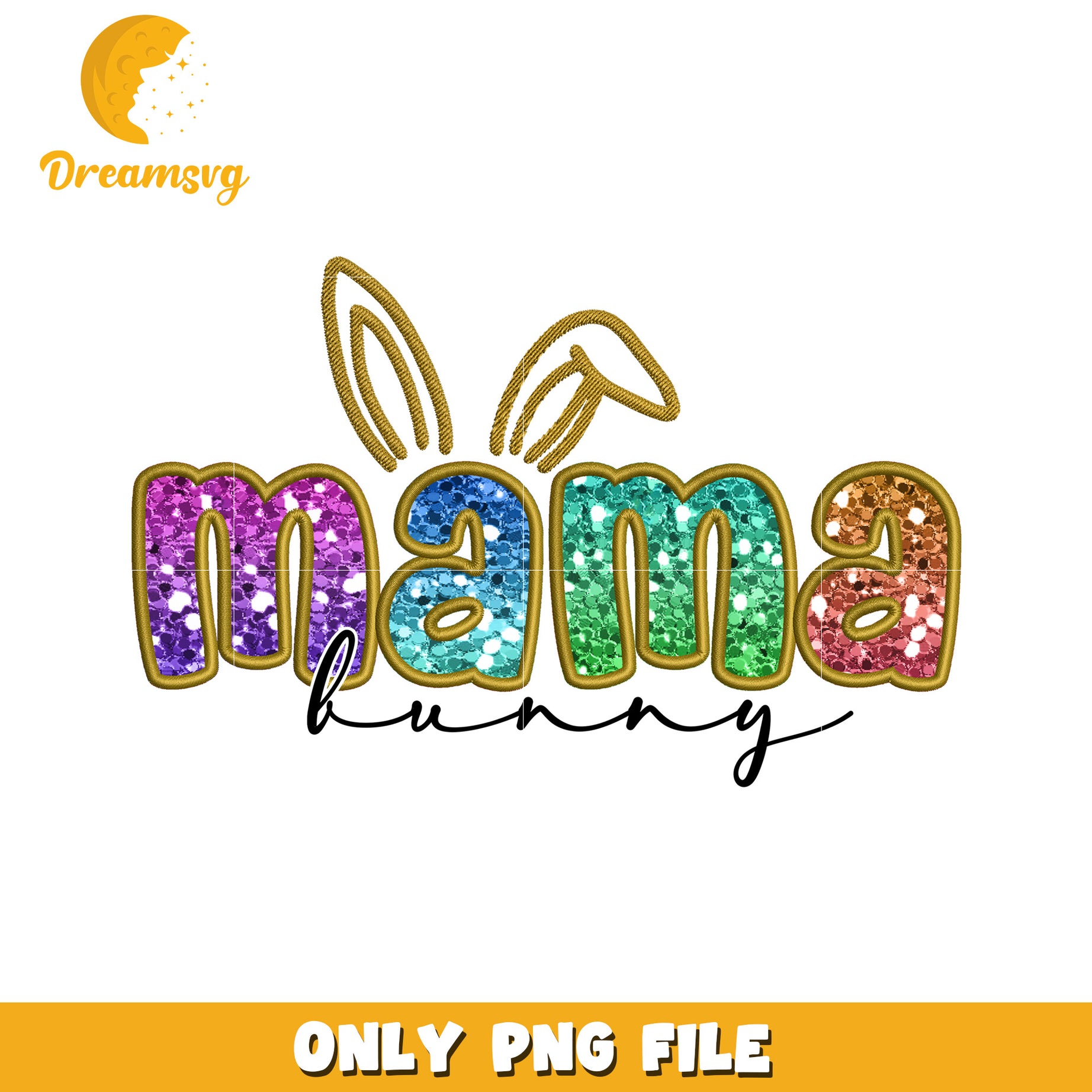 Mama Bunny PNG Glitter Design