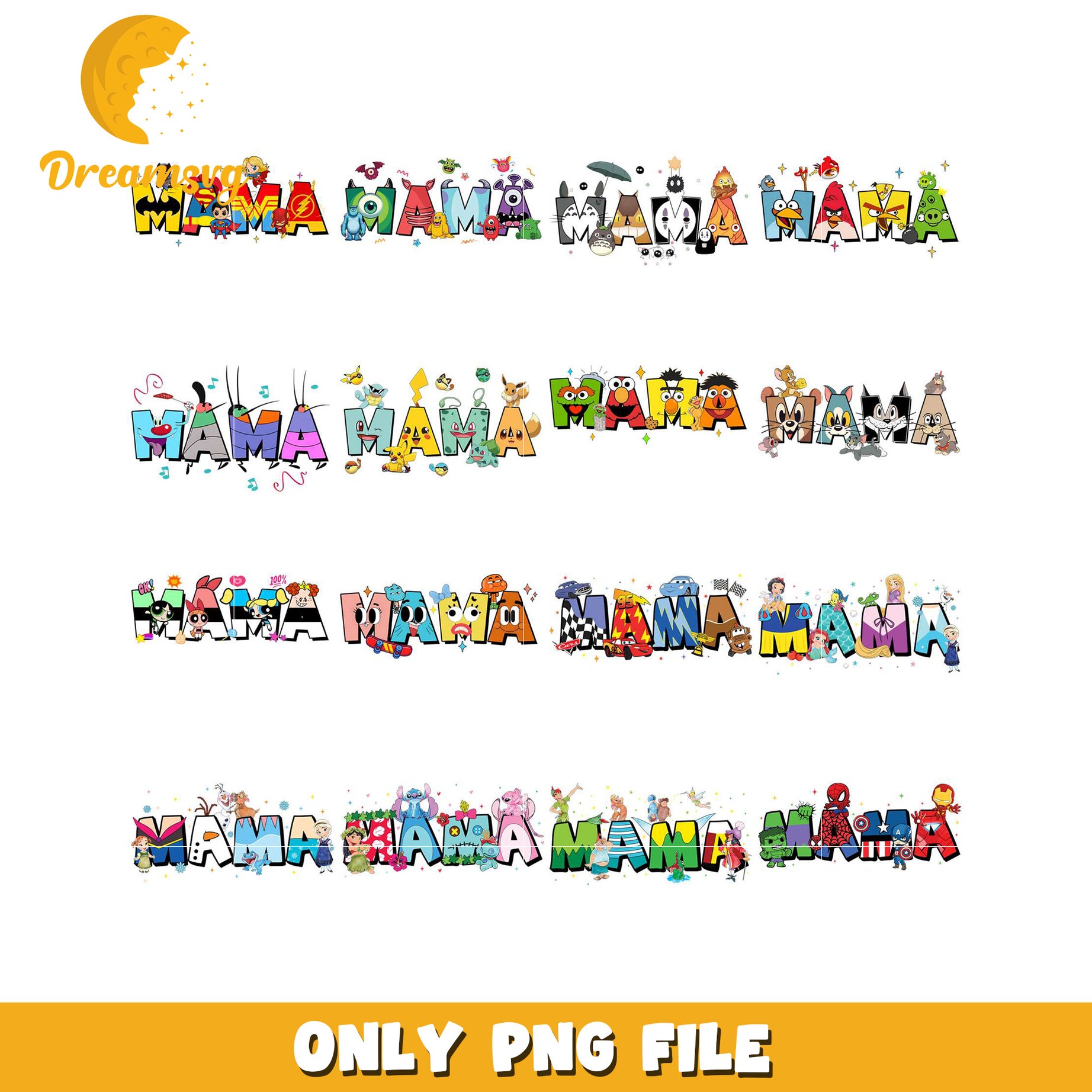 Mama Cartoon Character PNG Bundle