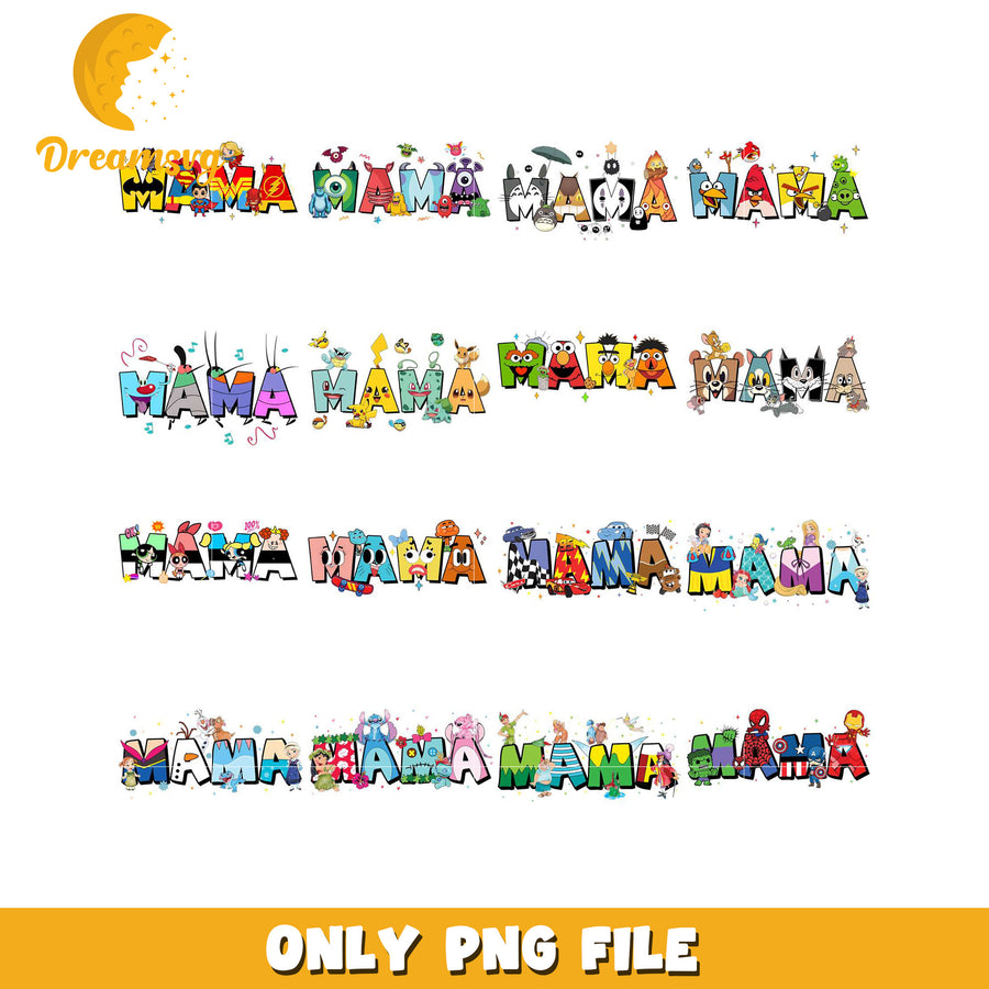 Mama Cartoon Character PNG Bundle