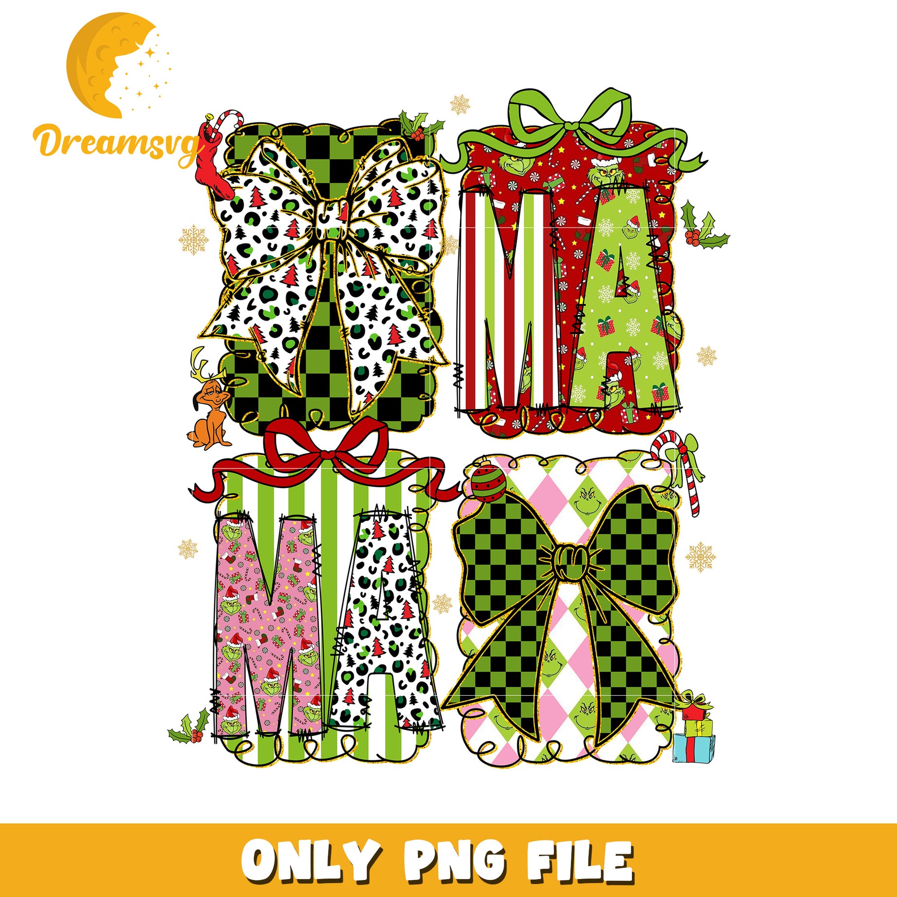 Mama Grinch png, christmas lights​ png, christmas music​ png